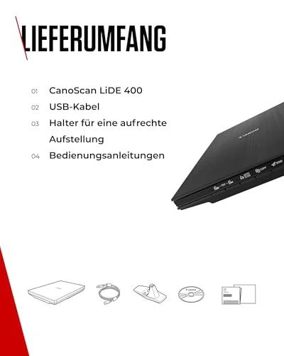 Canon Lide 400 Scanner (A4-Flachbett, CIS Sensor, 4,800 x 4,800 DPI, USB-Stromversorgung, 5 Scan-Buttons, Halter für senkrechte Aufstellung) schwarz - Image 14
