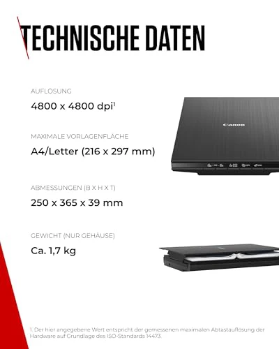 Canon Lide 400 Scanner (A4-Flachbett, CIS Sensor, 4,800 x 4,800 DPI, USB-Stromversorgung, 5 Scan-Buttons, Halter für senkrechte Aufstellung) schwarz - Image 15
