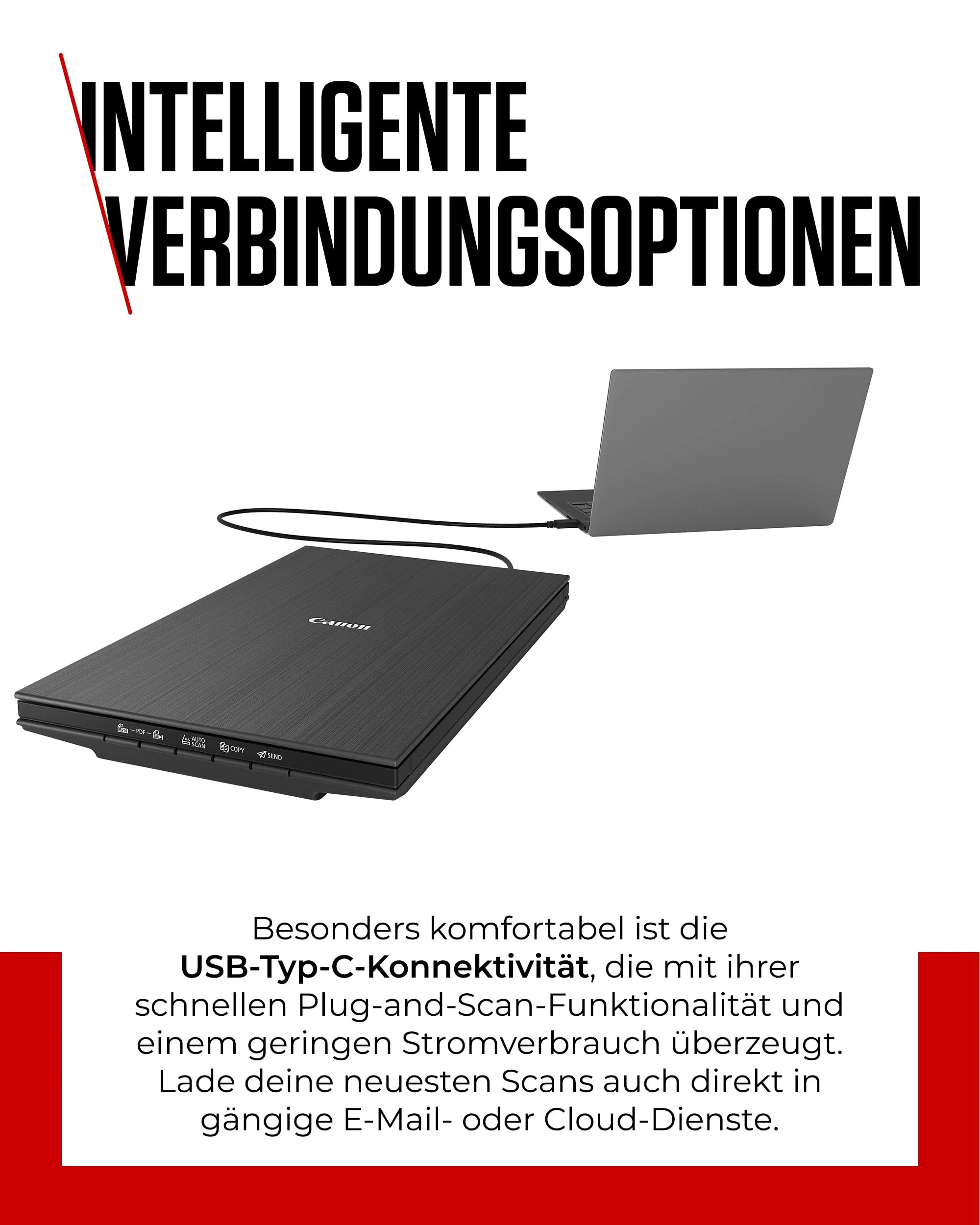 Canon Lide 400 Scanner (A4-Flachbett, CIS Sensor, 4,800 x 4,800 DPI, USB-Stromversorgung, 5 Scan-Buttons, Halter für senkrechte Aufstellung) schwarz - Image 5