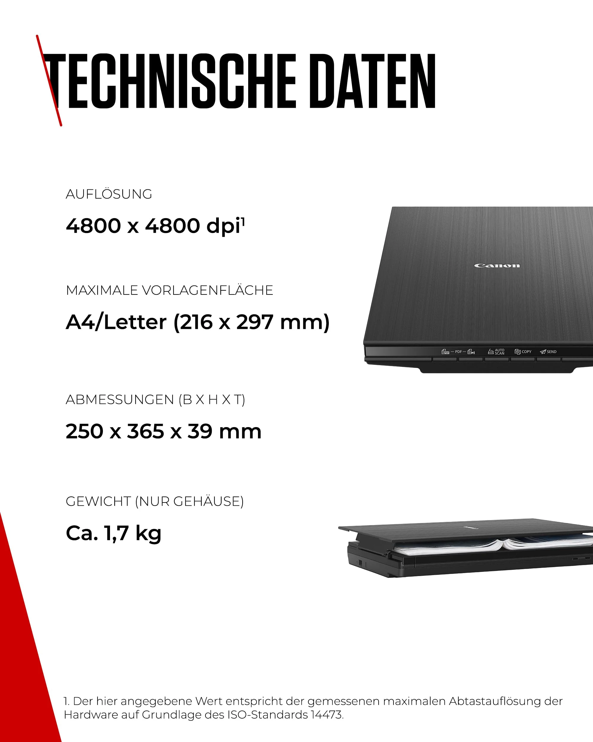 Canon Lide 400 Scanner (A4-Flachbett, CIS Sensor, 4,800 x 4,800 DPI, USB-Stromversorgung, 5 Scan-Buttons, Halter für senkrechte Aufstellung) schwarz - Image 7