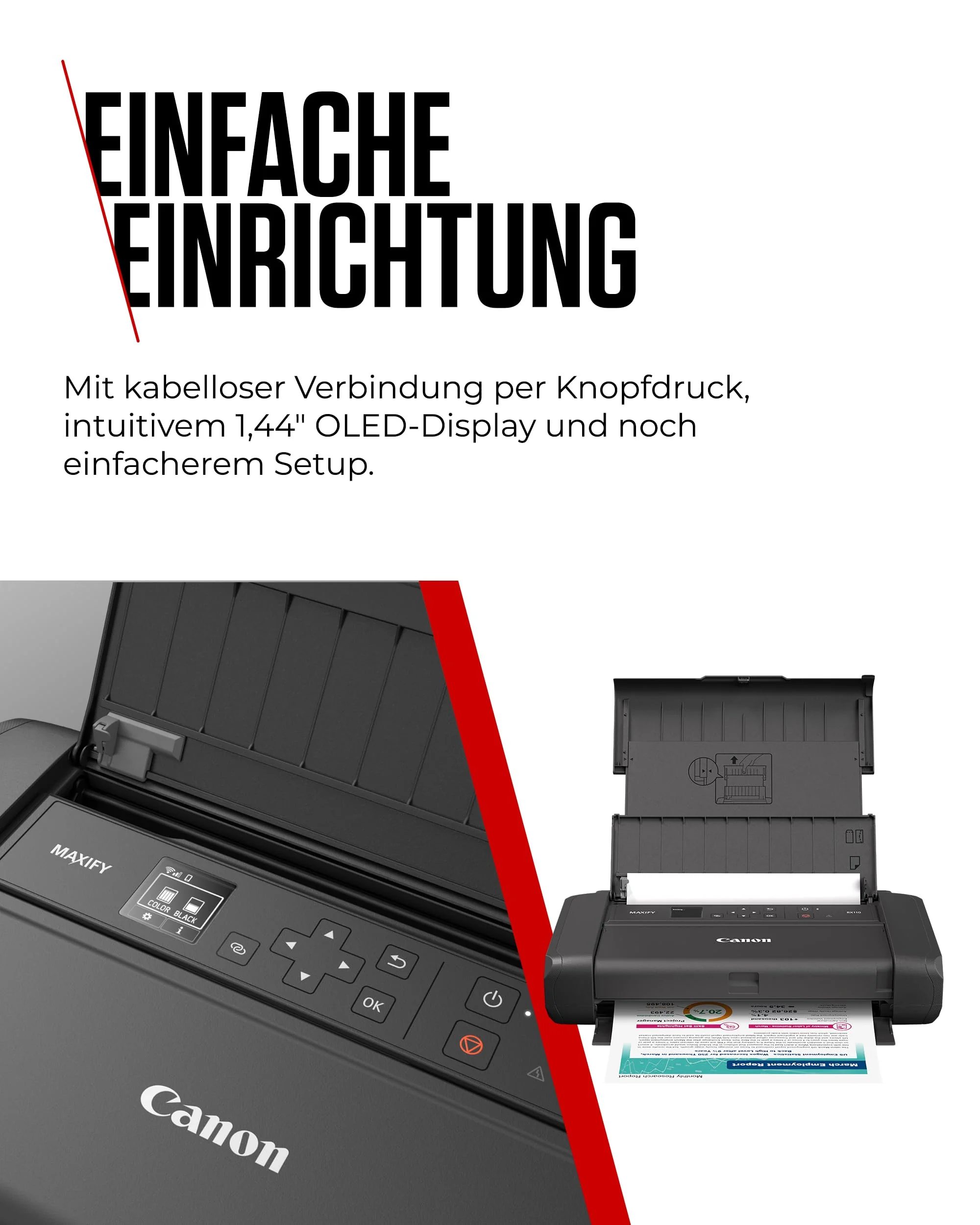 Canon MAXIFY BX110 Mobiler Drucker – WLAN-Drucker mit wiederaufladbarem Akku, druckt bis A4 | Perfekt für Home-Office & unterwegs! Drucke kabellos von Laptop, PC, Smartphone Print App - Image 4