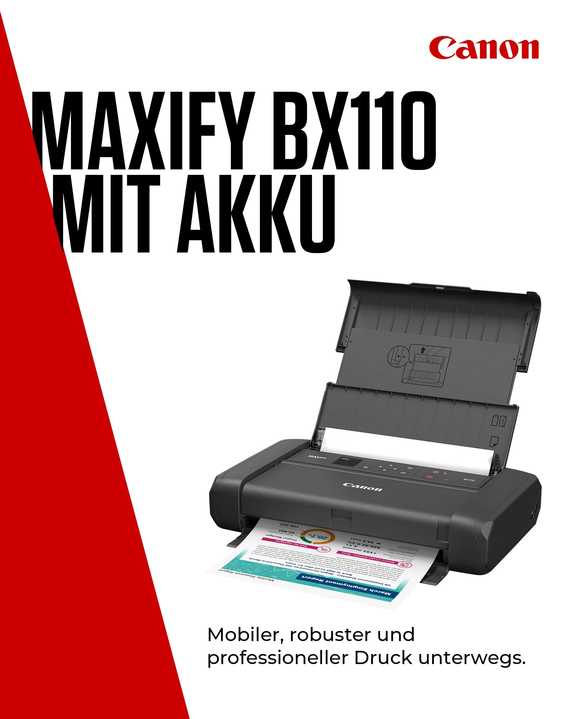 Canon MAXIFY BX110 Mobiler Drucker – WLAN-Drucker mit wiederaufladbarem Akku, druckt bis A4 | Perfekt für Home-Office & unterwegs! Drucke kabellos von Laptop, PC, Smartphone Print App - Image 7