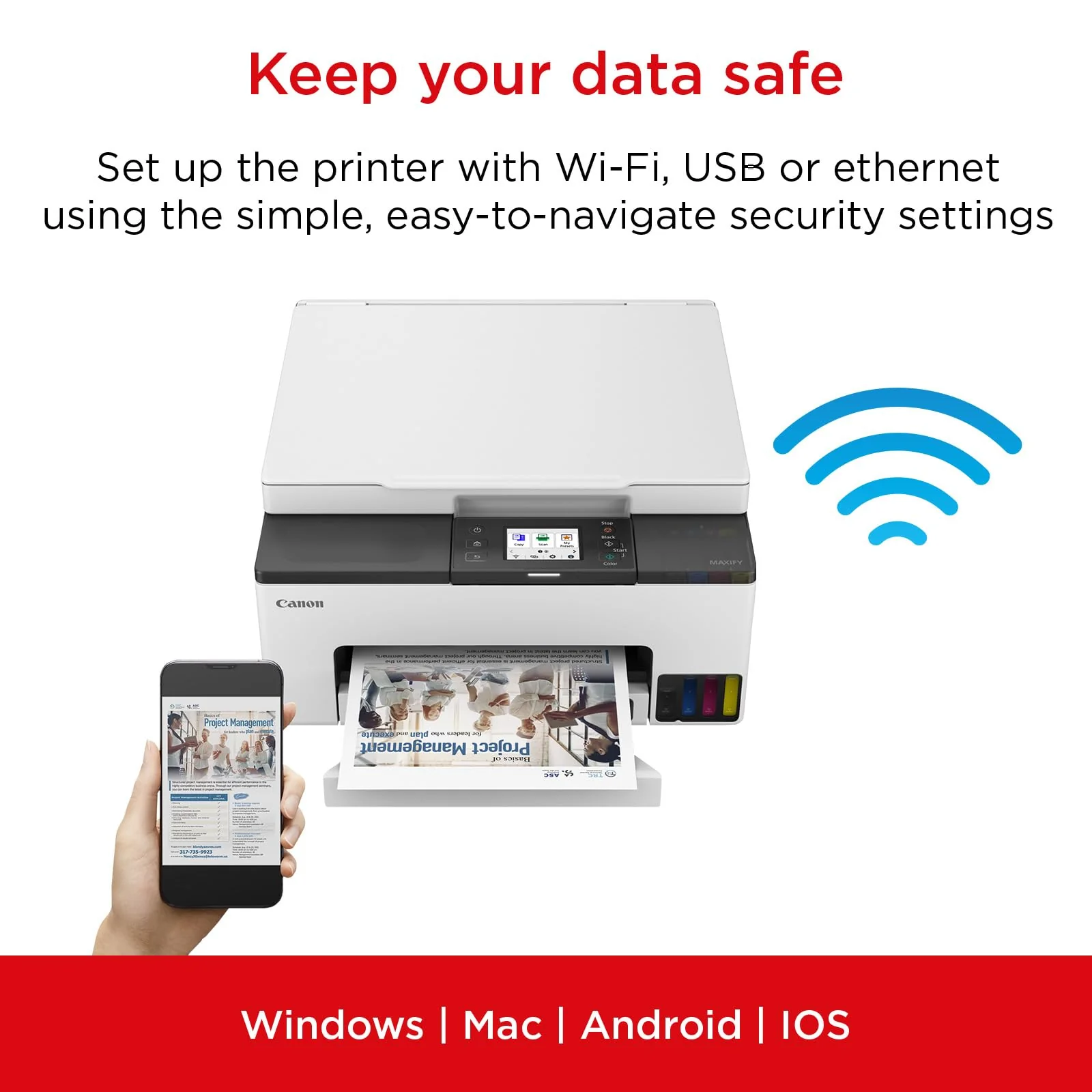 Canon MAXIFY GX1050 Drucker für den Heimgebrauch & Büro – Farbdrucker & Scanner All-in-One Kabellos | MegaTank Tintenstrahldrucker, Kopierer & Scanner | WLAN, Ethernet & USB-Verbindung A4-Drucker - Image 2
