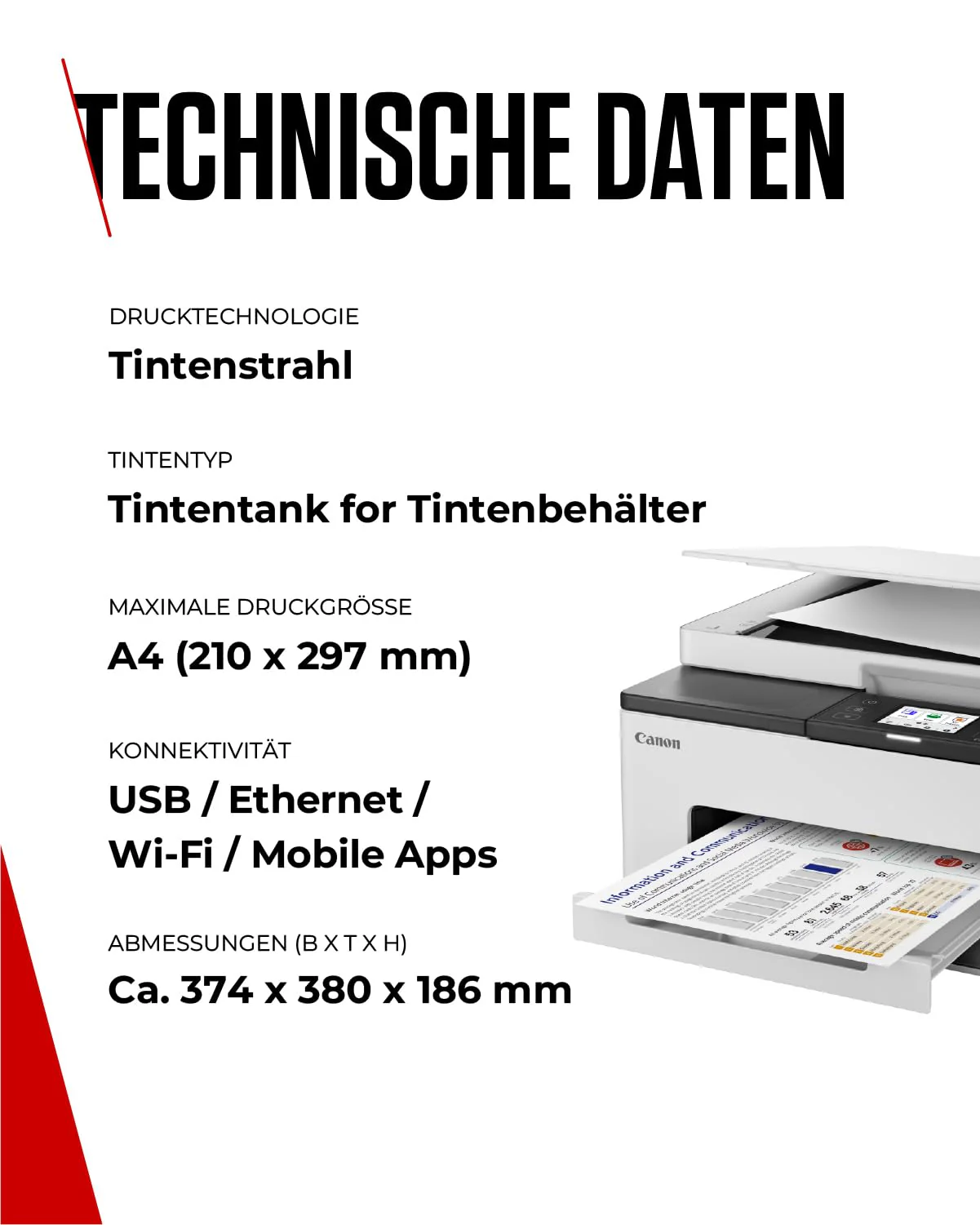 Canon MAXIFY GX1050 Tintenstrahldrucker 3-in-1 Multifunktionsdrucker MegaTank (Drucker, Scanner, Kopierer, WLAN, Cloud, Duplexdruck, 250 Blatt Kassette, Hohe Druckgeschwindigkeit, Tintentank) weiß - Image 7