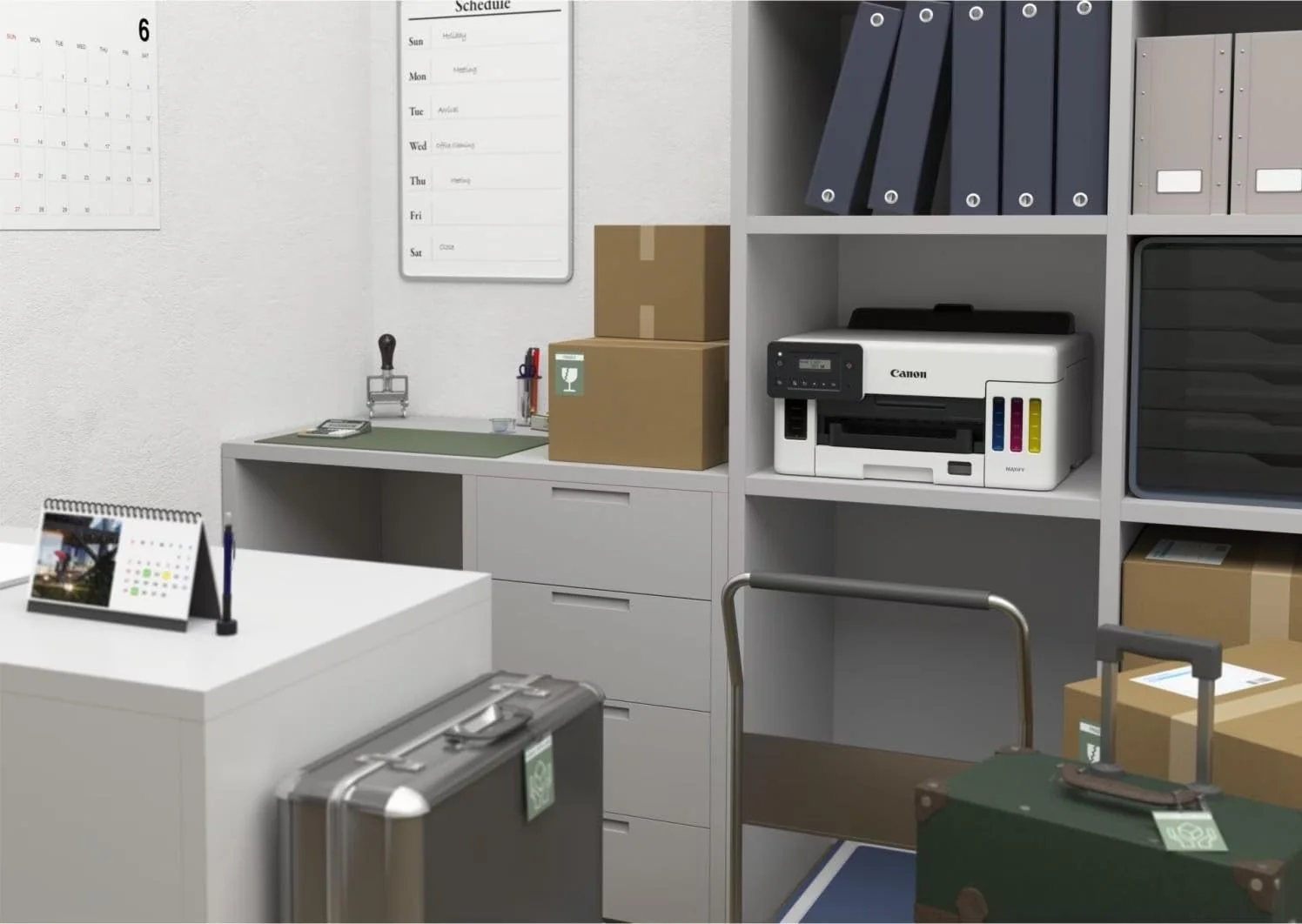 Canon Maxify GX5150 Tintenstrahldrucker, WLAN/Ethernet/USB, wiederaufladbarer Behälter, automatischer beidseitiger Druck, LCD, 15,5 ipm, Farbe, 24 ipm, Weiß und Schwarz - Image 5