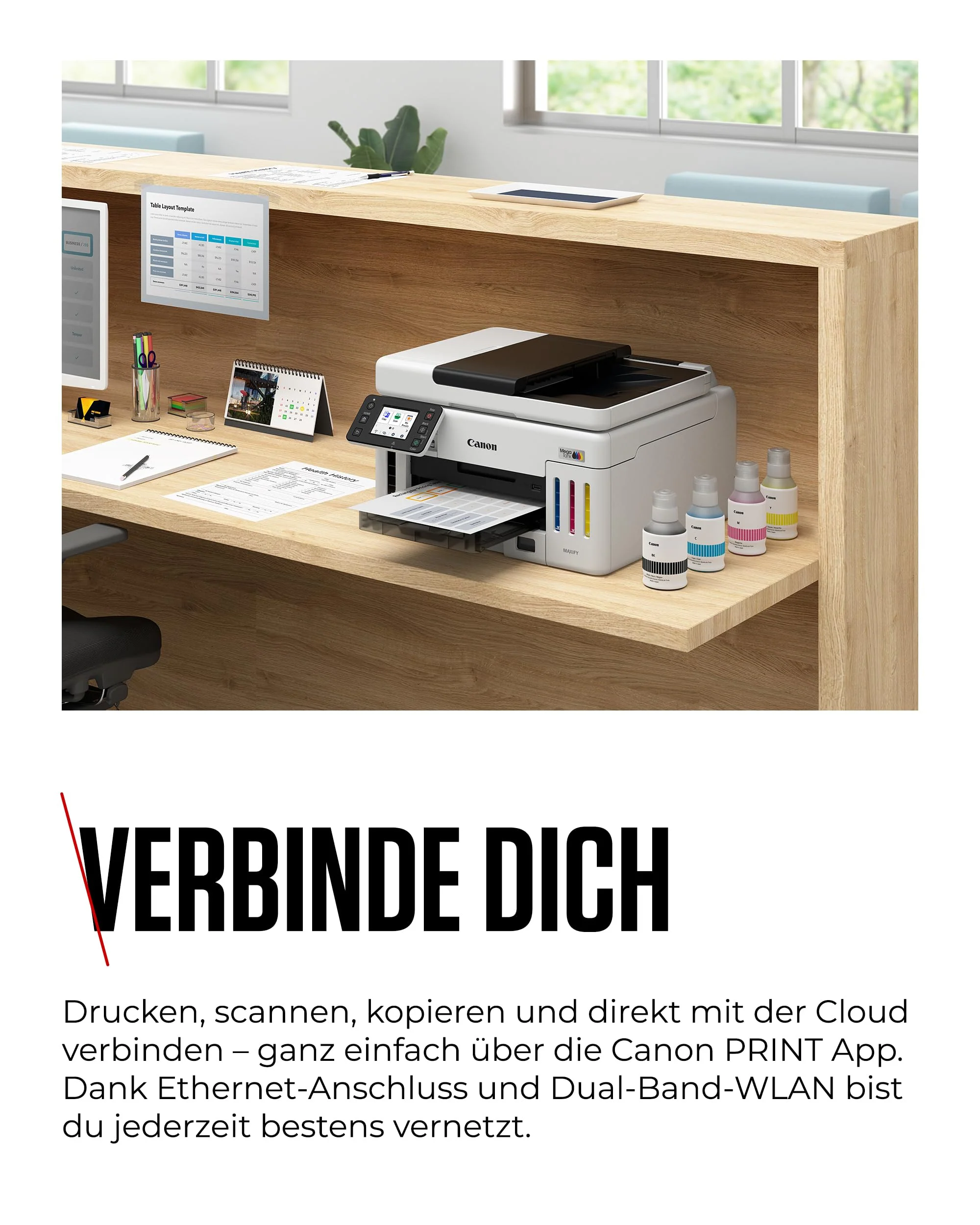 Canon MAXIFY GX6150 kompakter Büro-Drucker – Farbdrucker & Scanner All-in-One WLAN | MegaTank Tintenstrahldrucker mit Kopierer & Scanner | Wi-Fi, Ethernet & USB-Anschluss - Image 4