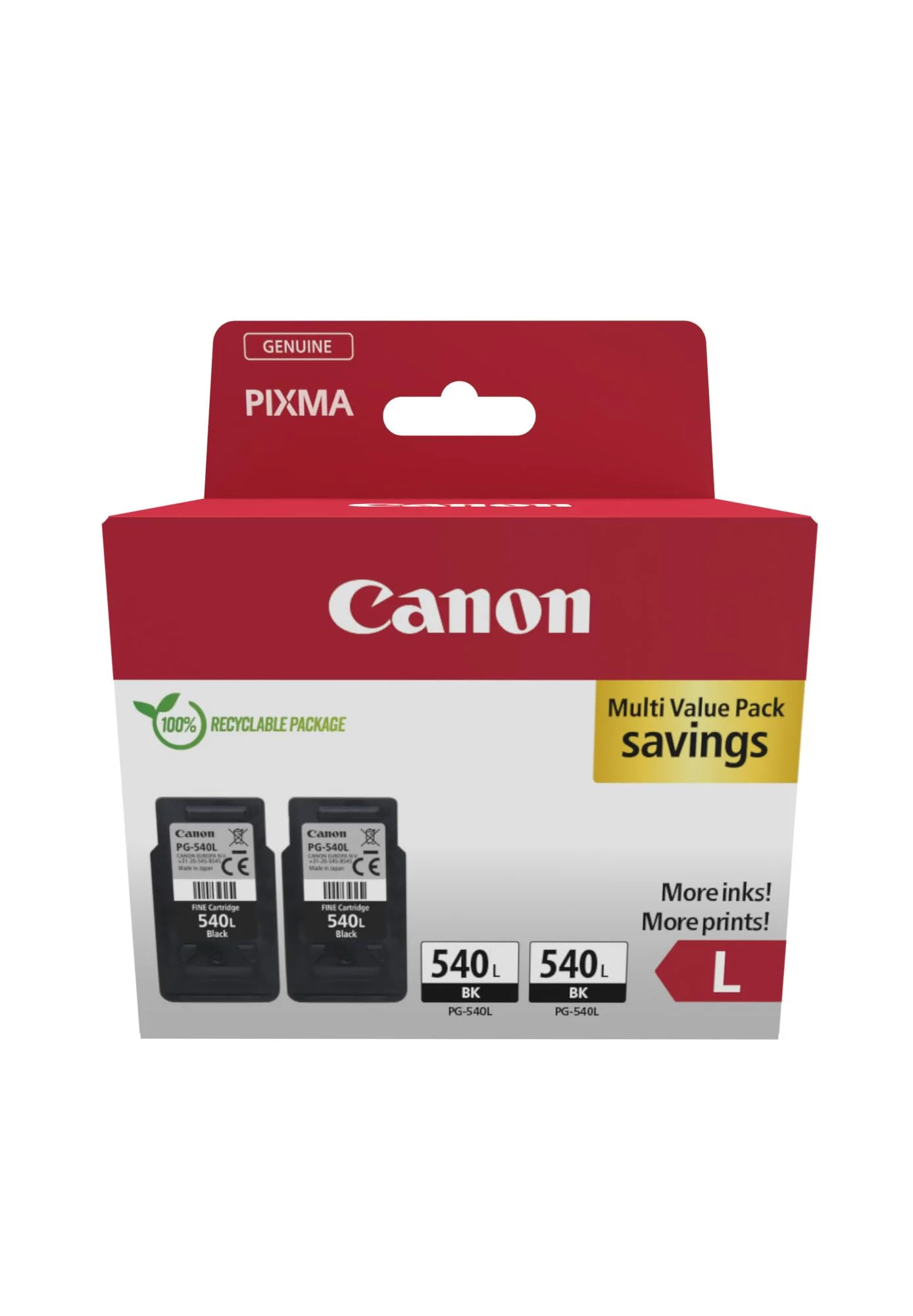 Canon PG-540L (2 x Schwarz) Original-Tintenpatronen mit hoher Reichweite, Doppelpack in recyclebarer Verpackung - Image 3