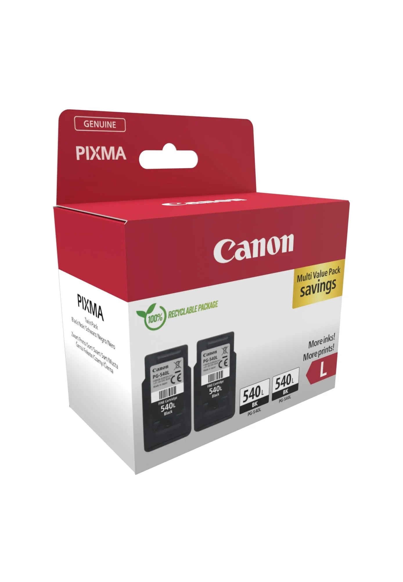 Canon PG-540L (2 x Schwarz) Original-Tintenpatronen mit hoher Reichweite, Doppelpack in recyclebarer Verpackung - Image 4