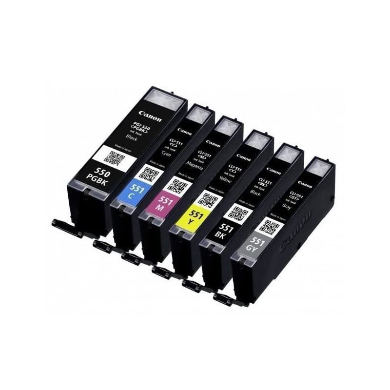 Canon PGI-550 / CLI-551 PGBK/C/M/Y/BK/GY Druckertinte - Multipack mit 6 Tinten für PIXMA Tintenstrahldrucker ORIGINAL - Image 2