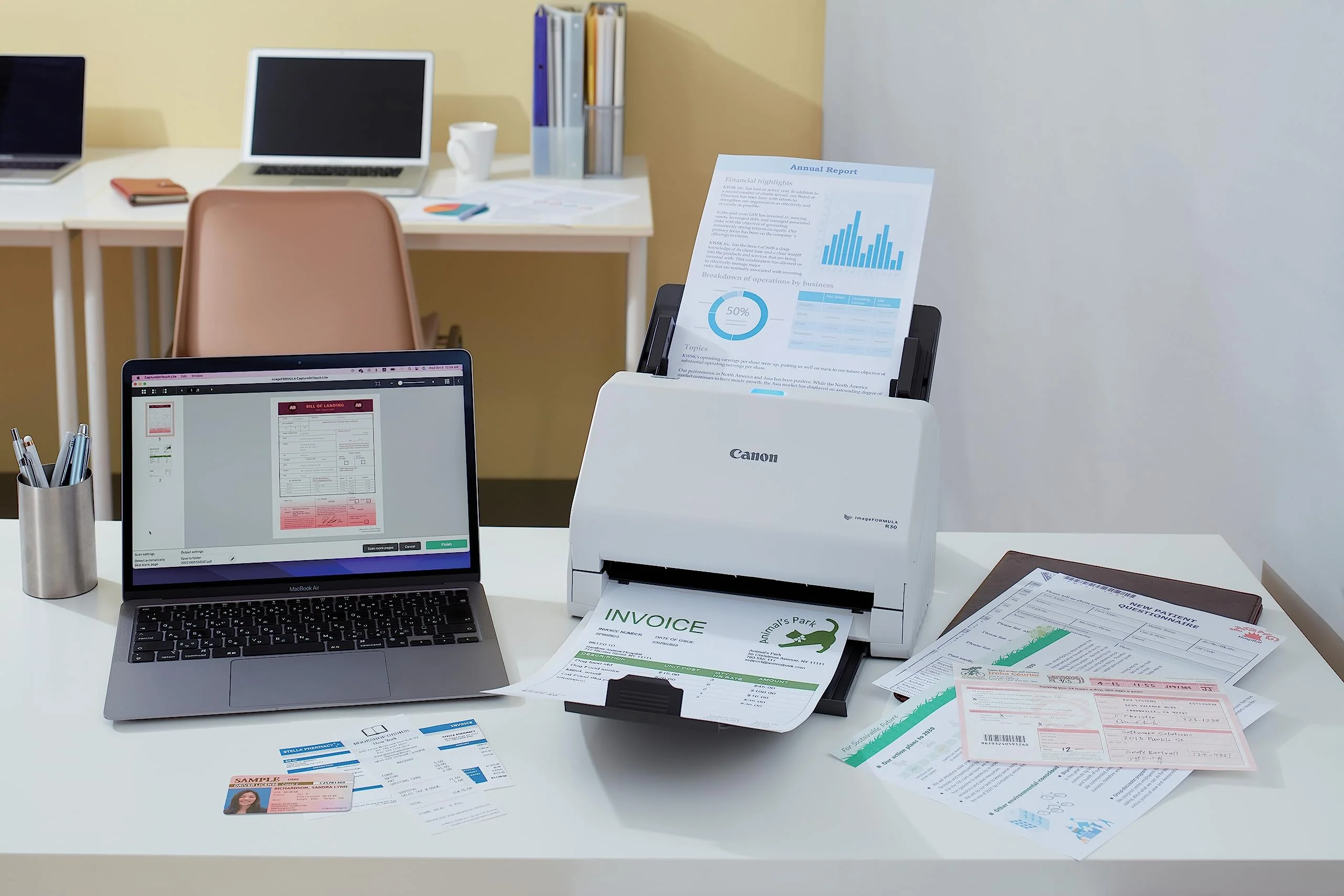 Canon Scanner imageFORMULA R30 | Dokumentenscanner | Duplex Scanner mit Einzug für Homeoffice & Büro mit USB Kabel | 60 Blatt Einzug | Plug & Scan CaptureOnTouch Lite Software | Integrierte OCR I PDF - Image 4