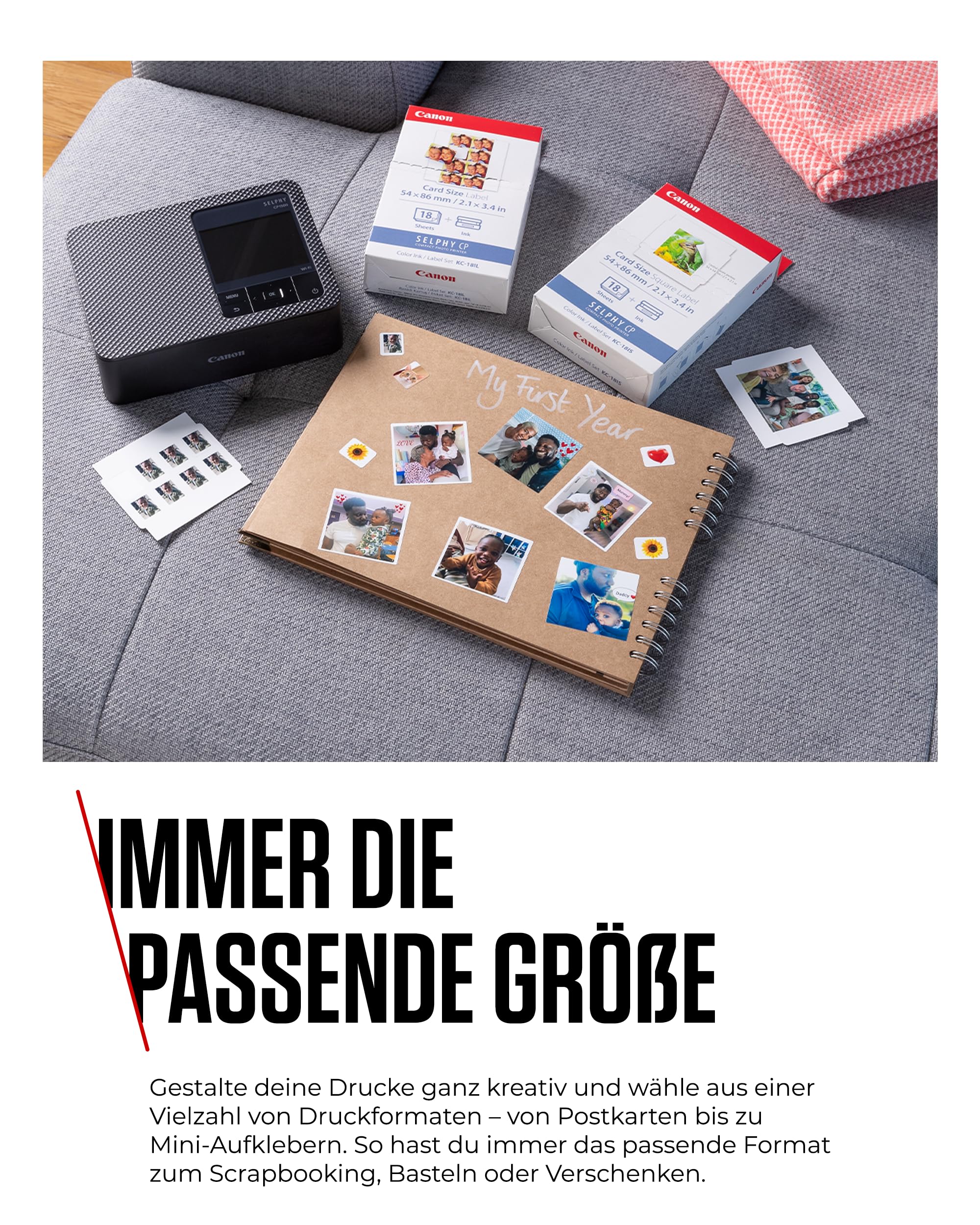 Canon SELPHY CP1500 Kompakter Fotodrucker – Drahtloses Drucken, Langlebige Fotos, USB-C & SD-Kartenanschluss – Perfekt für Scrapbooks und Fotoalben (Rosa) - Image 6