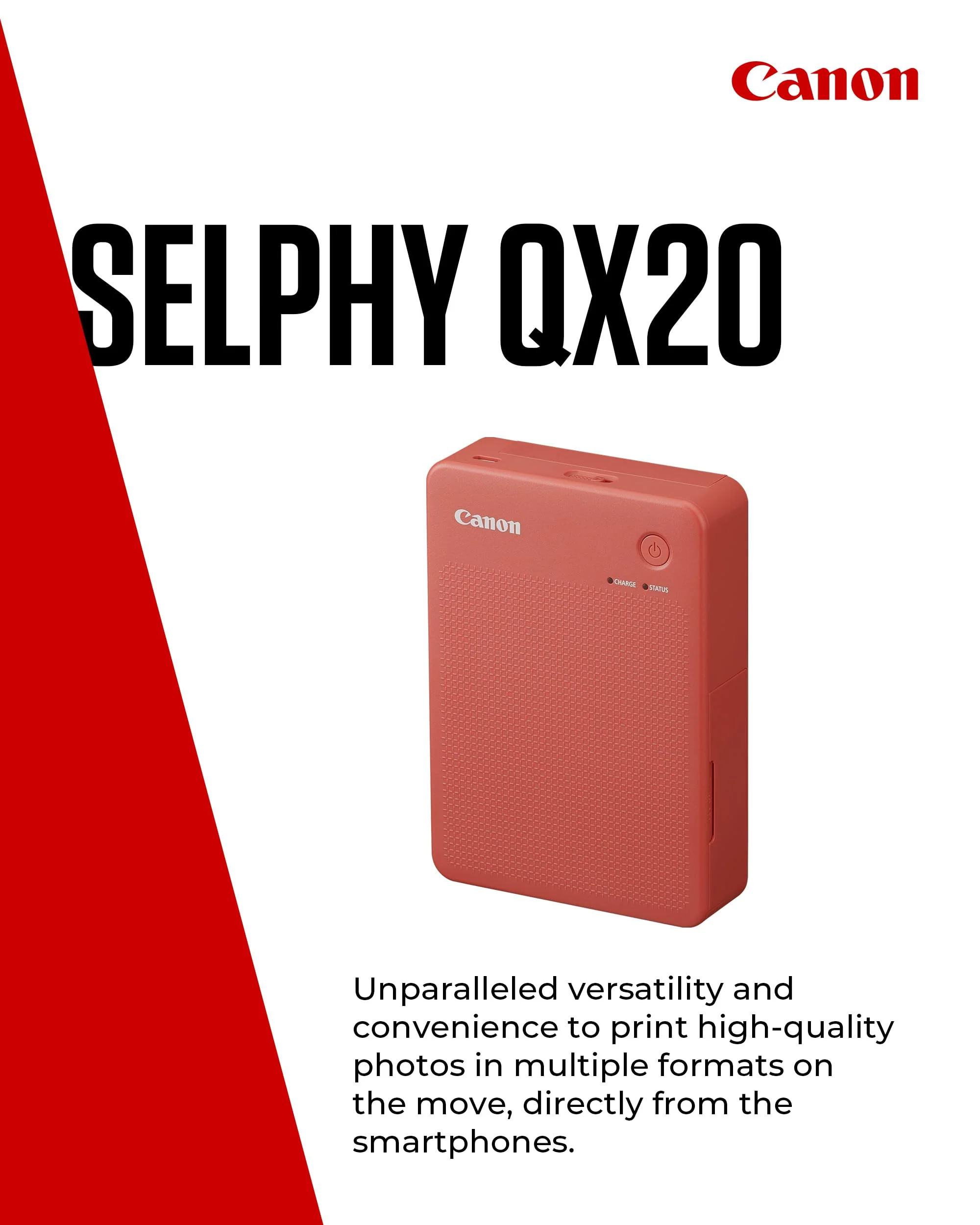 Canon SELPHY QX20 mobiler Fotodrucker – per WLAN direkt vom Smartphone drucken. Thermosublimationsdruck, 2 Größen Stickerpapier und Laden per USB-C - Terrakotta (ohne Farband/Papier) - Image 10