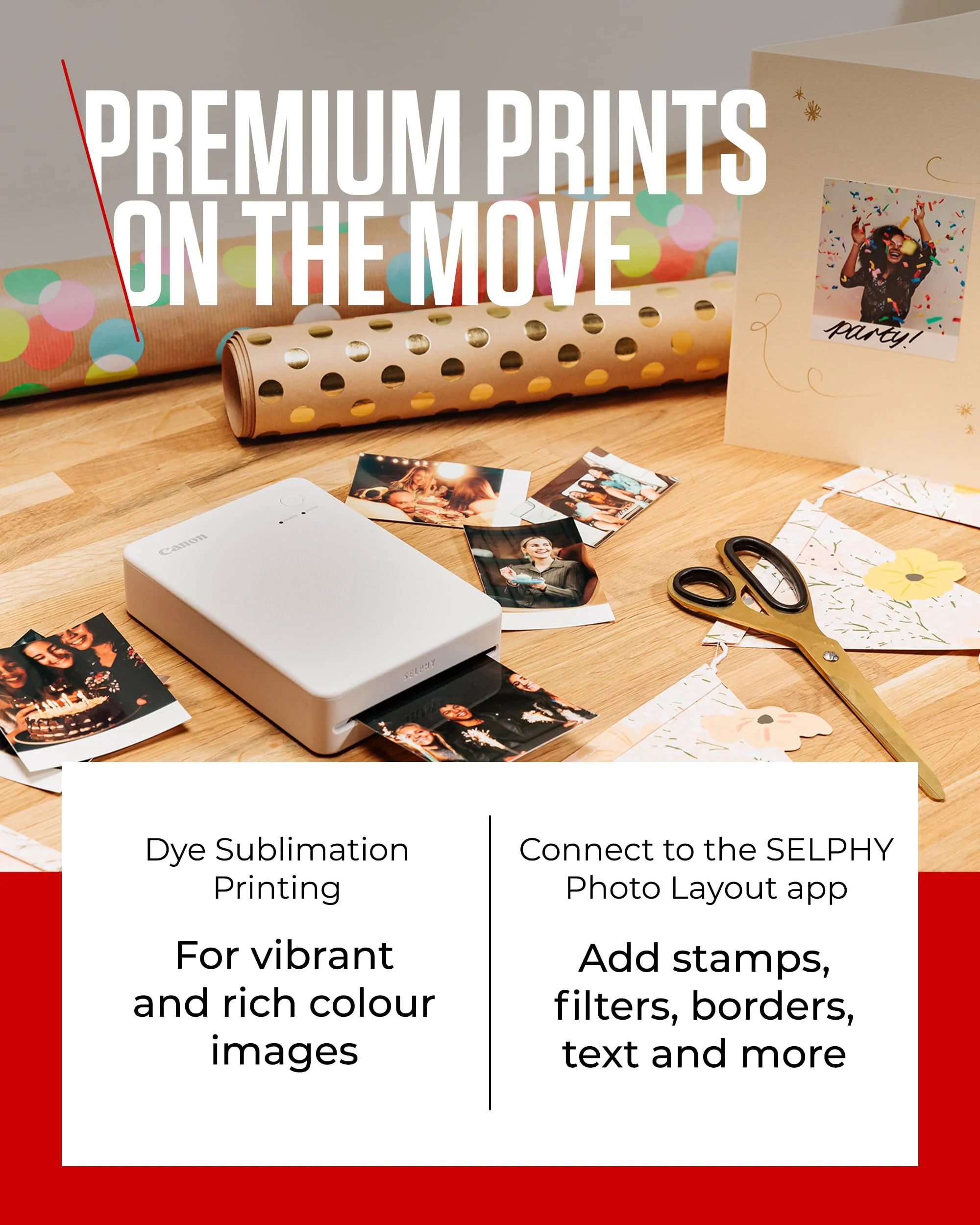 Canon SELPHY QX20 mobiler Fotodrucker – per WLAN direkt vom Smartphone drucken. Thermosublimationsdruck, 2 Größen Stickerpapier und Laden per USB-C - Terrakotta (ohne Farband/Papier) - Image 9