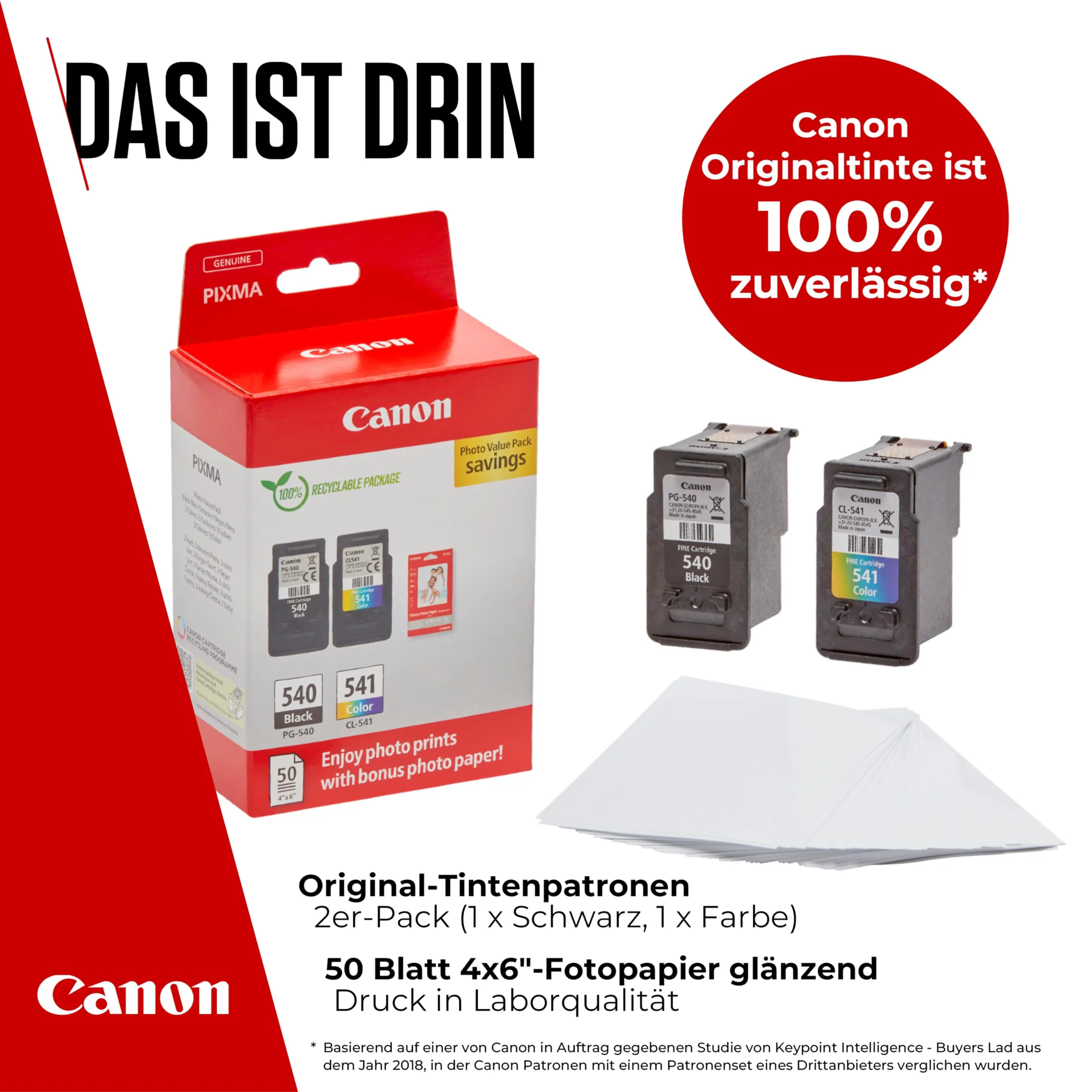 Canon Tinte & Papier Multipack - PG-540/CL-541 Original Drucker-Tintenpatronen 2er-Pack (1 x Schwarz, 1 x Farbe) & 4x6 Fotopapier (50 x Blatt) - Kompatibel PIXMA Druckern - Image 15