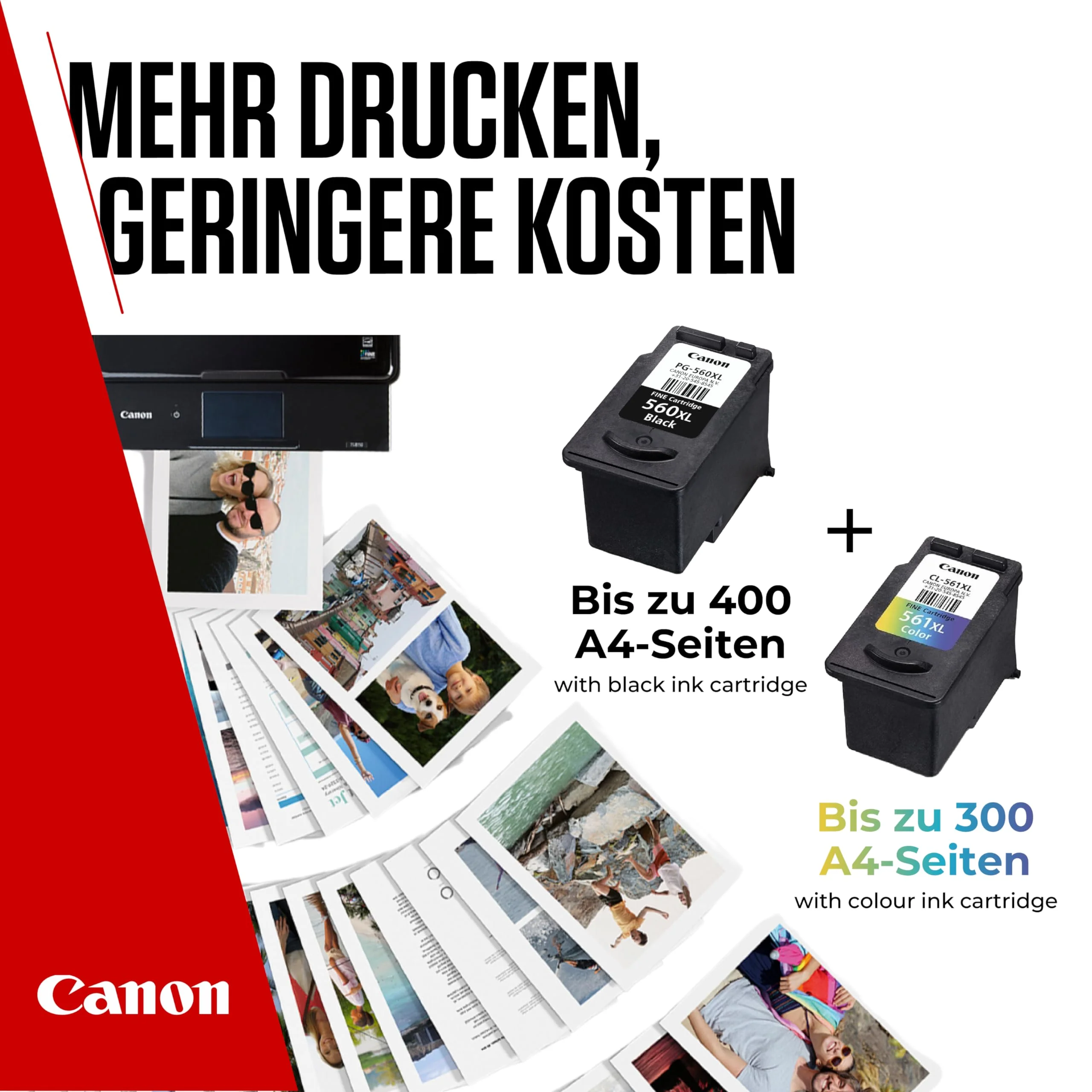Canon Tinte & Papier Multipack - PG-560XL/CL-561XL Original Tintenpatronen 2er Pack (1 x Schwarz XL, 1 x Farbe XL) & 4x6 Fotopapier (50 x Blatt) - Kompatibel PIXMA Druckern - Image 5