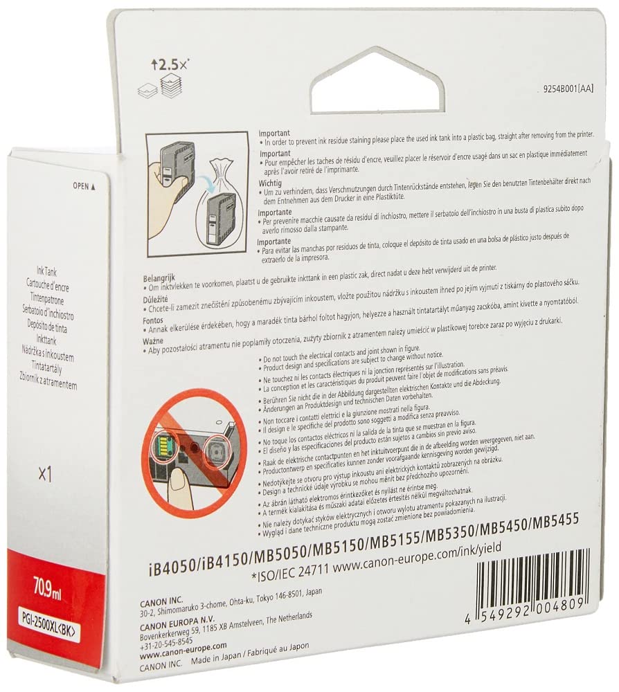 Canon Tintenpatrone schwarz Black 70,9 ml ORIGINAL für MAXIFY Drucker PGI-2500XLBK - Image 4