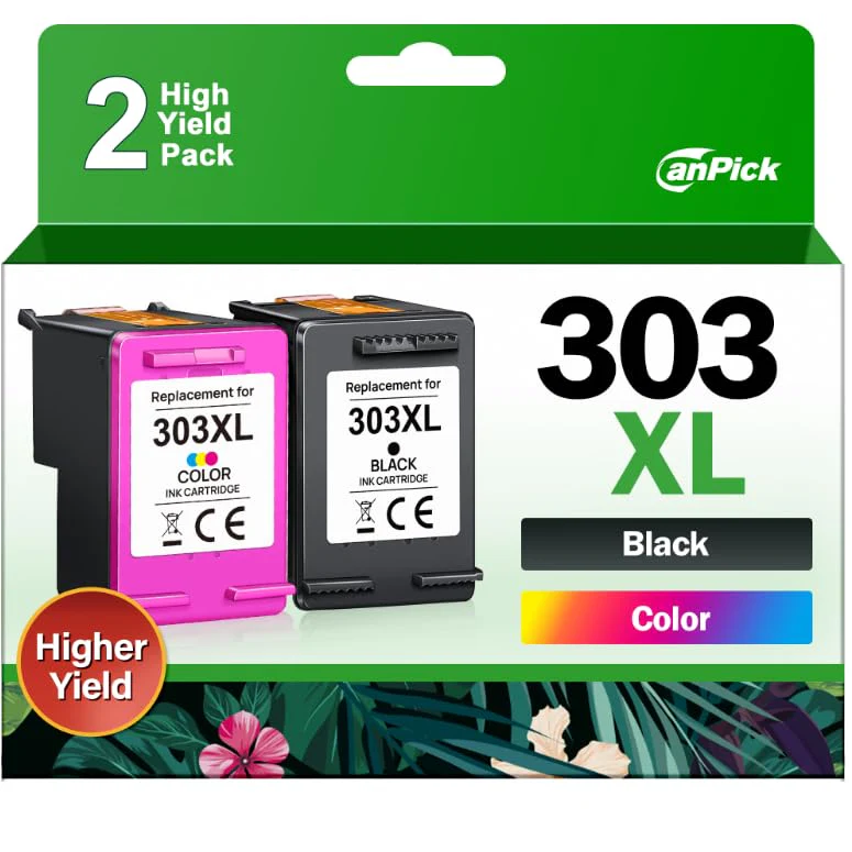 CanPick 303 XL Druckerpatronen Multipack Ersatz für HP 303 Druckerpatronen Schwarz und Farbe für HP 303XL für HP Envy Photo 6230 Patronen 7830 6232 6220 7134 6234 Tango X (Schwarz Farbe 2-Pack) - Image 2