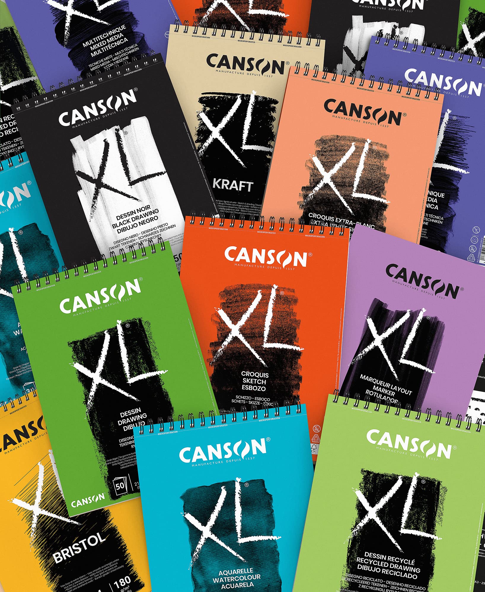 CANSON XL Aquarelle C400039170: Aquarellpapier - Aquarellblock in DIN A4 - 300g - mit Spiralbindung als Ringbuch - Malblock optimal für Wasserfarben & Aquarell, Blau - Image 2