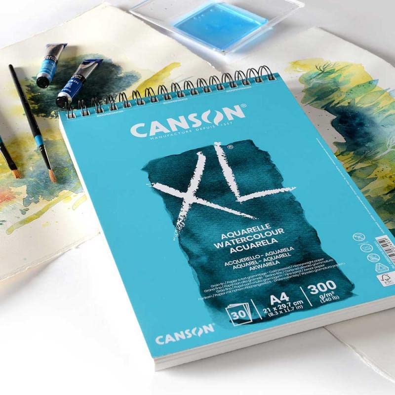 CANSON XL Aquarelle C400039170: Aquarellpapier - Aquarellblock in DIN A4 - 300g - mit Spiralbindung als Ringbuch - Malblock optimal für Wasserfarben & Aquarell, Blau - Image 5