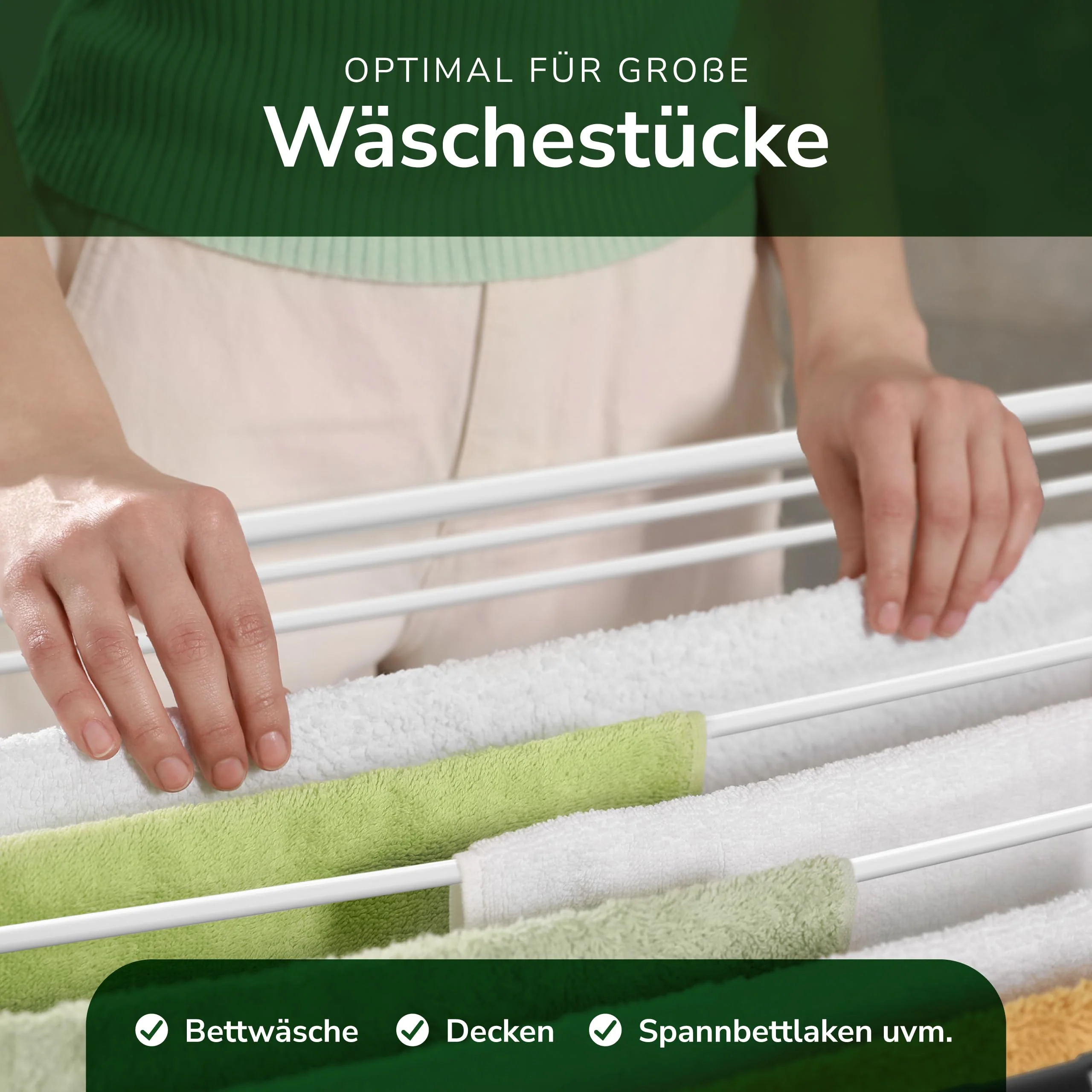 Caprihome Wäscheständer XXL 20m Trockenlänge - Stabiler Wäscheständer ausziehbar Seiten - Platzsparender Standtrockner Hochwertiger Wäschständer für Innen und Außen - Flexibler Wäschetrockner Ständer - Image 4