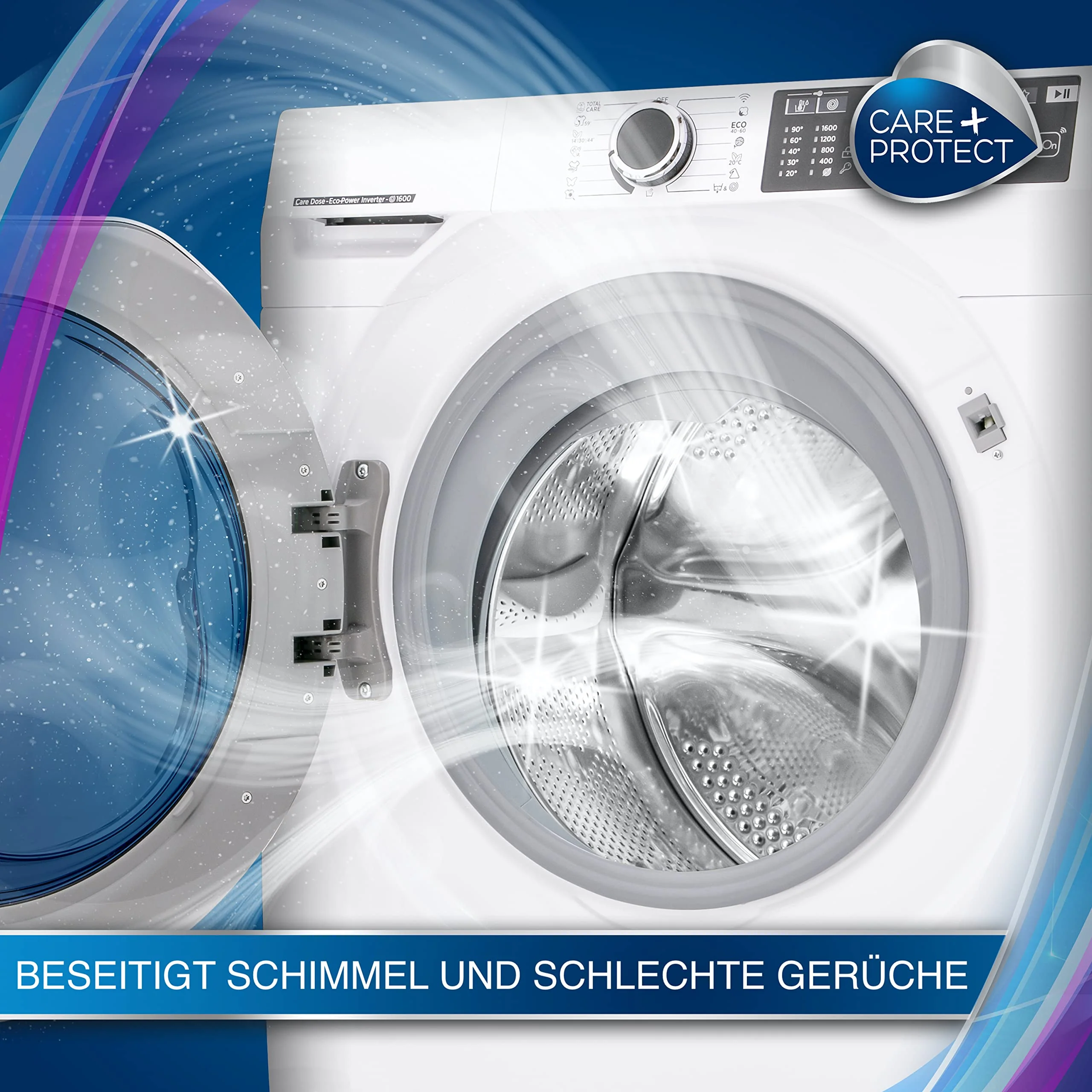 CARE + PROTECT– 3-in-1 Entkalker, Fettlöser und Reiniger für Waschmaschine & Geschirrspülmaschine / Maschinenreiniger & Maschinenpflege in einem / beseitigt Kalk, Fett & Gerüche / 250 ml - Image 2