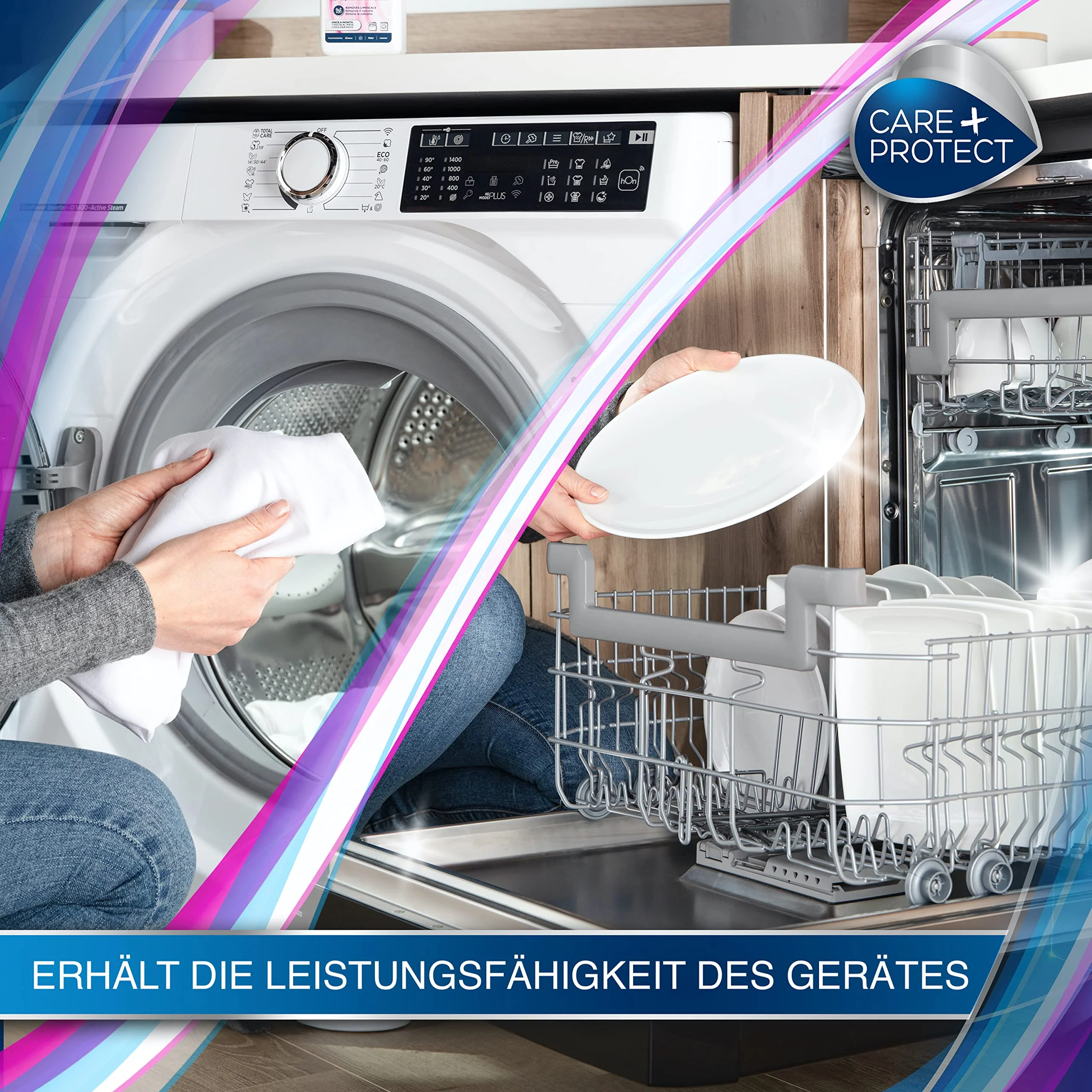 CARE + PROTECT– 3-in-1 Entkalker, Fettlöser und Reiniger für Waschmaschine & Geschirrspülmaschine / Maschinenreiniger & Maschinenpflege in einem / beseitigt Kalk, Fett & Gerüche / 250 ml - Image 5