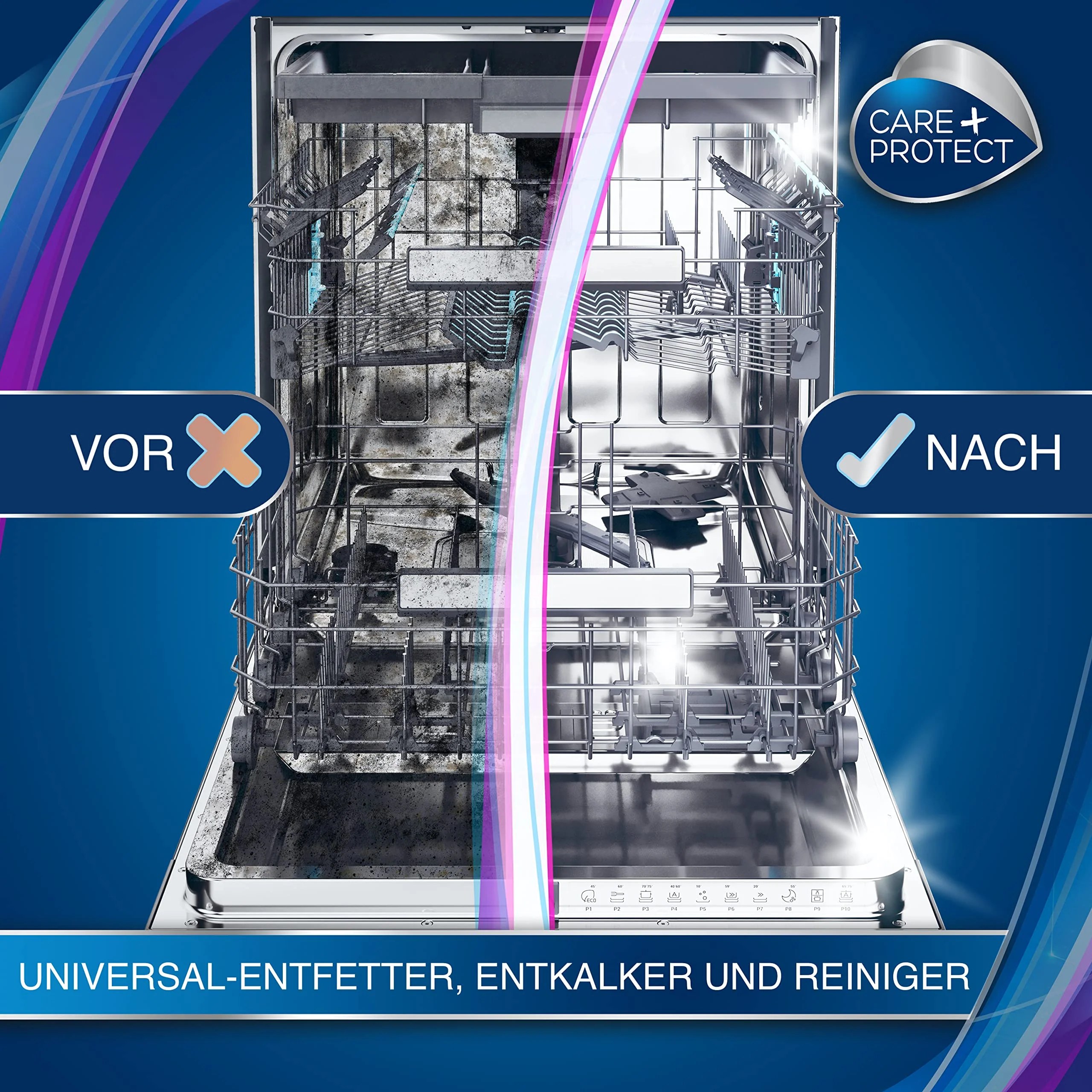 CARE + PROTECT– 3-in-1 Entkalker, Fettlöser und Reiniger für Waschmaschine & Geschirrspülmaschine / Maschinenreiniger & Maschinenpflege in einem / beseitigt Kalk, Fett & Gerüche / 250 ml - Image 6