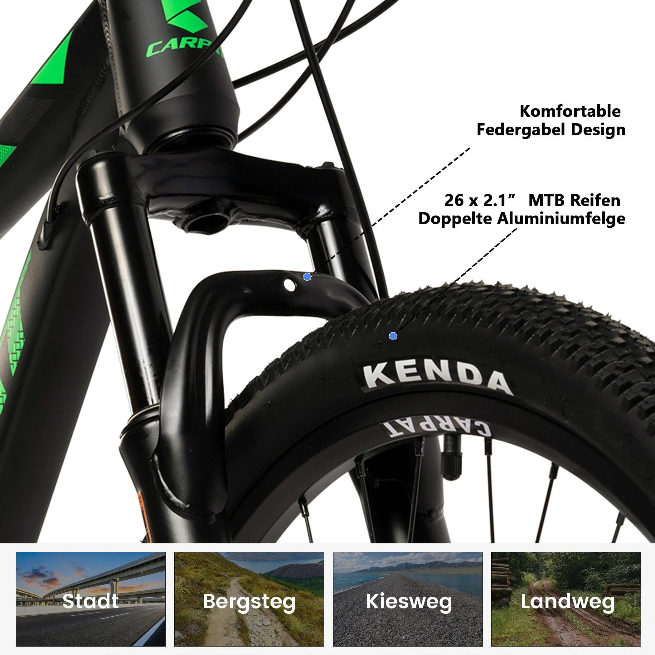 CARPAT SPORT 26 29 Zoll Mountainbike für Jungen, Mädchen, Damen und Herren, Scheibenbremse, 21 Gang-Schaltung, Aluminium Rahmen, Hardtail Fahrrad Jugendfahrrad MTB - Image 4