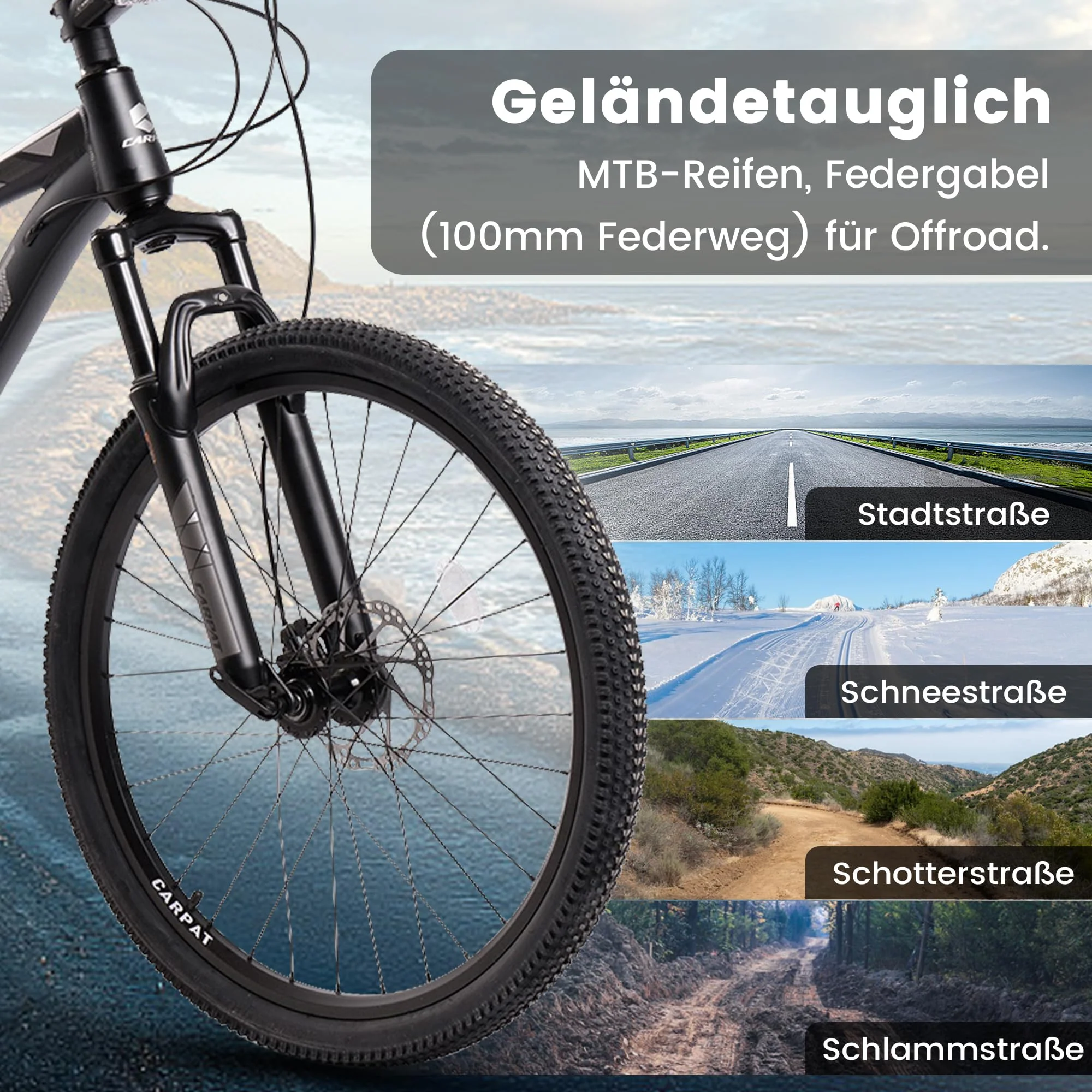 CARPAT SPORT 26 29 Zoll Mountainbike für Jungen, Mädchen, Damen und Herren, Scheibenbremse, 21 Gang-Schaltung, Aluminium Rahmen, Hardtail Fahrrad Jugendfahrrad MTB - Image 7