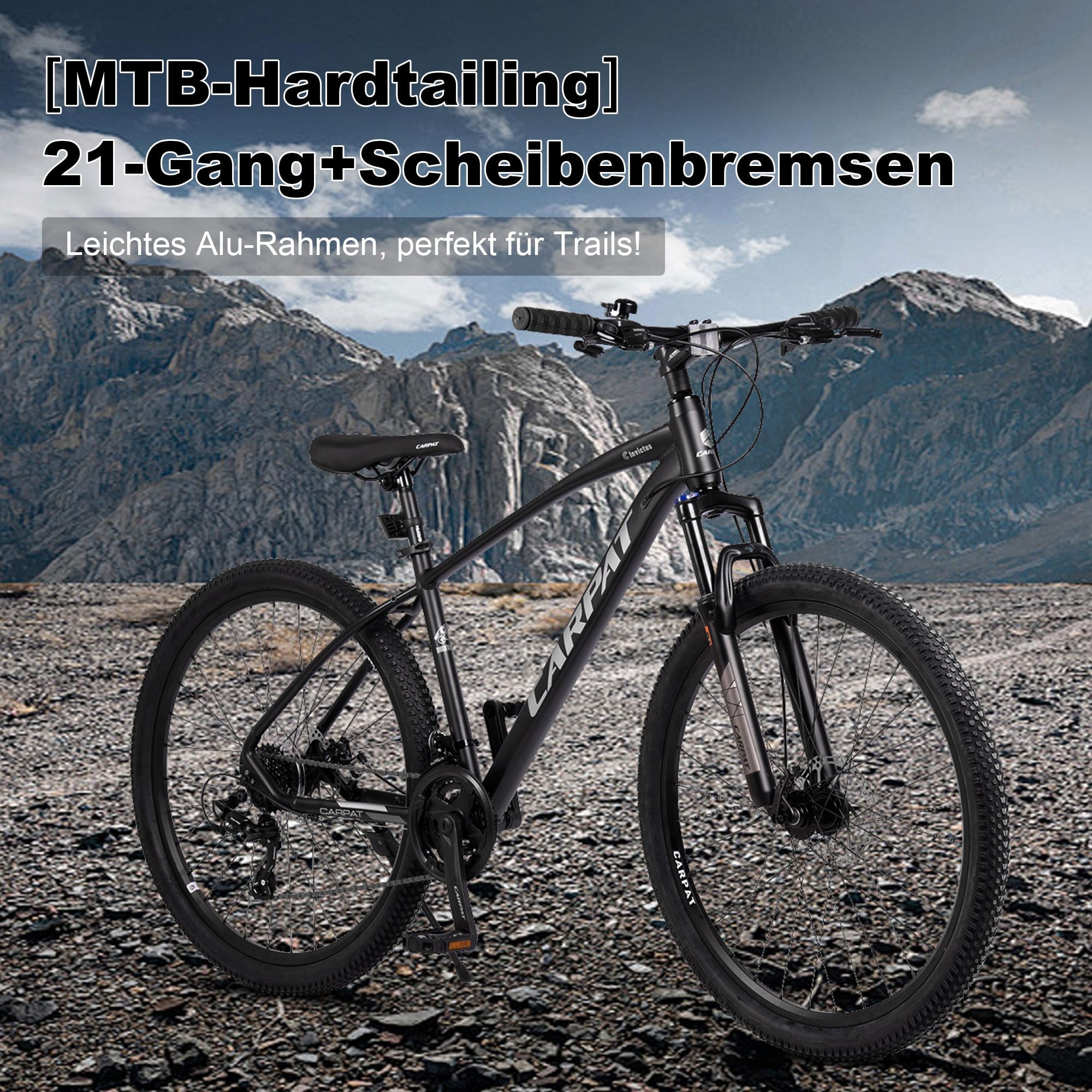 CARPAT SPORT Mountainbike 27,5 Zoll MTB Fahrrad für Herren Damen 21 Gang TZ Tourney Schaltwerk, Kettenschaltung, (Aluminium Rahmen, Mechanische Scheibenbremse), Hardtail Fahrrad - Image 9
