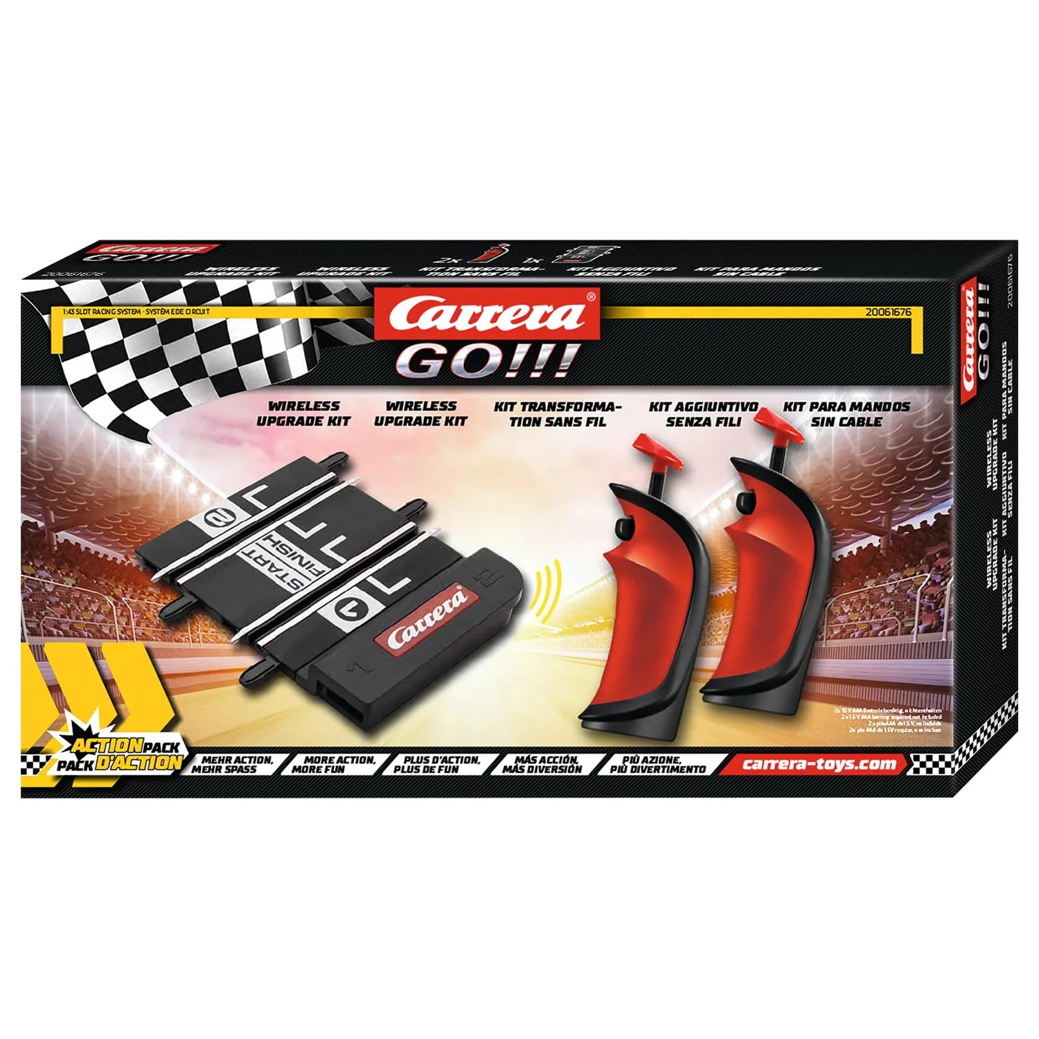 Carrera - 20061676 GO!!! Wireless Upgrade Kit (Juni) | Kabellose Handregler für GO!!! Rennbahnen | Enthält Wireless Anschlussschiene & 2 Handregler | Verbesserter Komfort & Bewegungsfreiheit