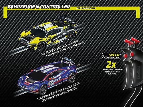 Carrera - 20062563 - Go I GT Super Challenge I Detailgetreue Audi R8 LMS GT3 evo II und Lamborghini Huracán GT3 im Maßstab 1:43 I Actiongeladener Rennspaß mit Rundenzähler und herausfordernder Strecke - Image 9
