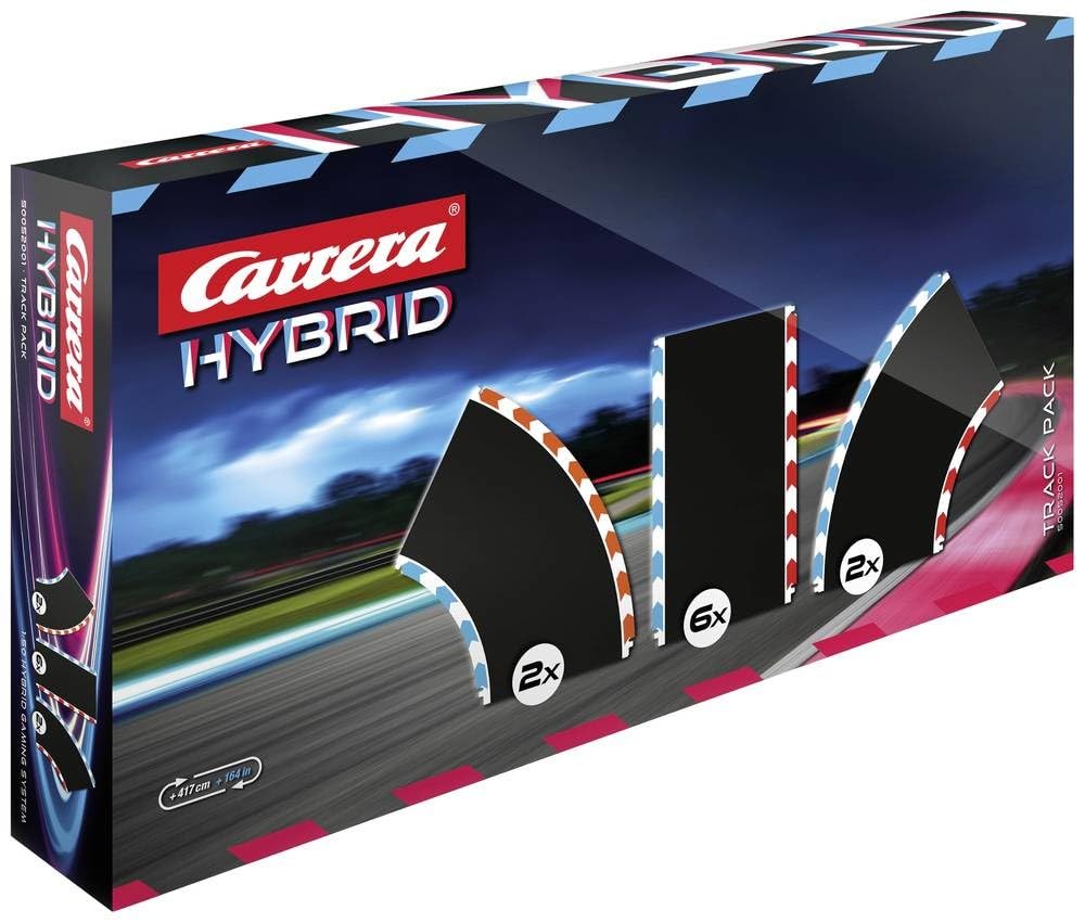 Carrera Hybrid, Track Pack 1, Streckenerweiterung mit 10 Teilen, 417 cm Länge, 2 rechte und 2 Linke Kurven, 6 gerade Streckenteile, Perfekt für spannende Streckenführungen