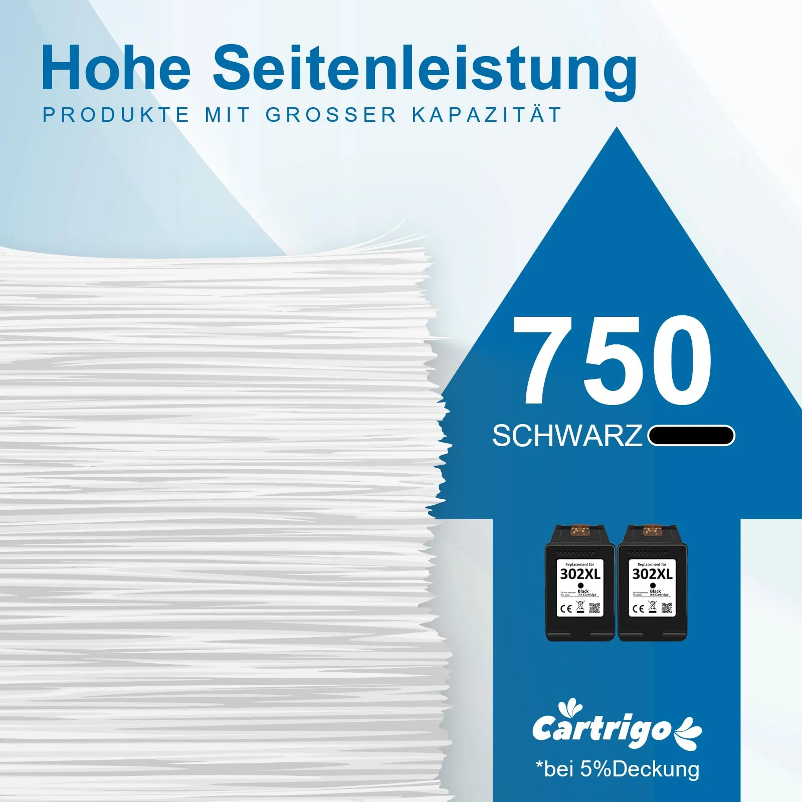 CARTRIGO 302XL Druckerpatronen Schwarz, 302 Patrone Kompatibel fur HP 302 Druekerpatronen Sehwarz, 302XL Schwarz fur OfficeJet 3831 5230 3833 3830 Desklet 3630 3636 3639 Envy 4524 4527 4525(2er-Pack) - Image 5