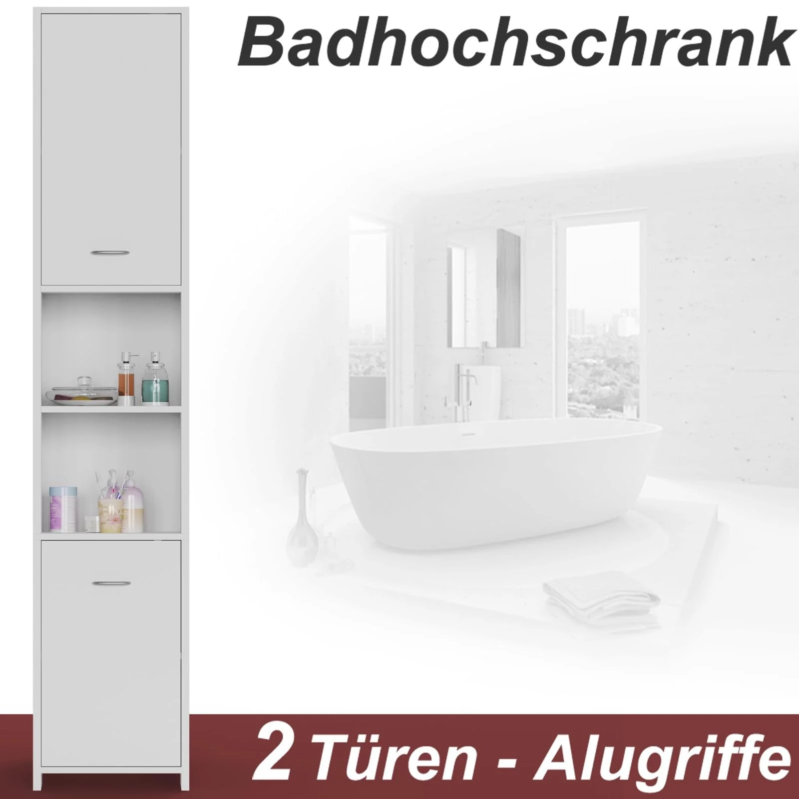 Casaria® Badezimmerschrank 30cm breit Hochschrank 6 Fächer verstellbar 2 Türen mit Magnetverschluss stehend Bad Regal Badmöbel schmal Holz Weiß - Image 7