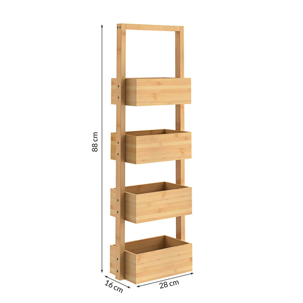 Casaria® Badregal Standregal Bambus 4 Ablagen 88x16x28 cm Holz Küchenregal Korbregal Bad Badezimmer Küche Regal Schmal - Image 2