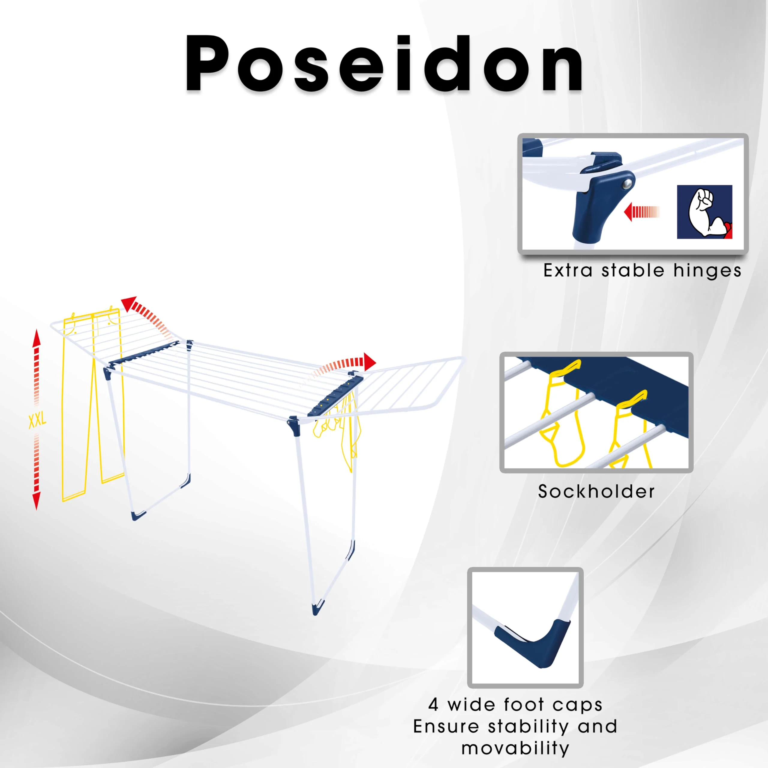 CasaSi Wäscheständer extra hoch Schwarz 20m Flügelwäscheständer Poseidon - für Lange Kleidungsstücke - Image 6