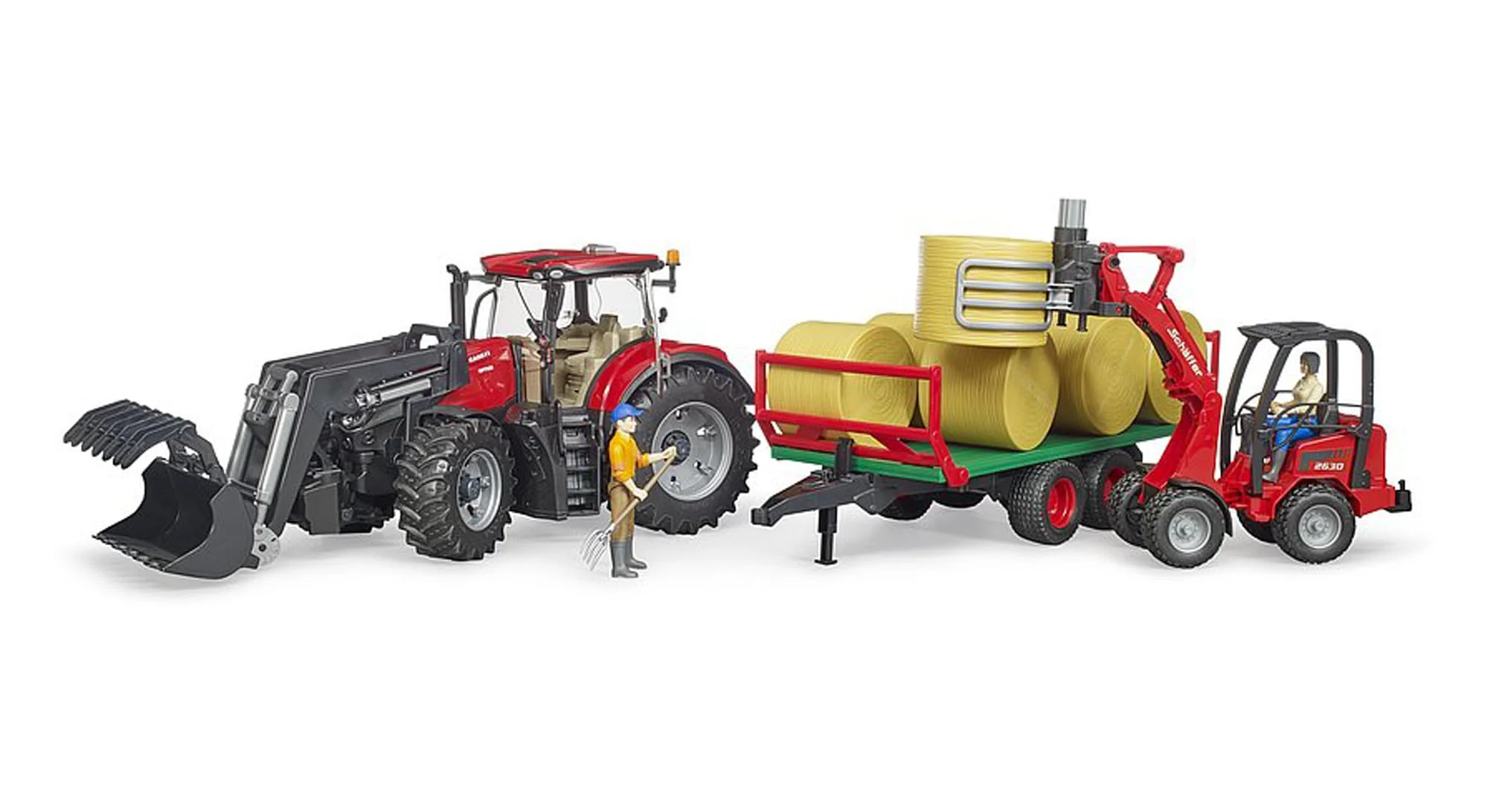 Case IH Optum 300CVX with Front Loader and Bale Trailer - Image 2