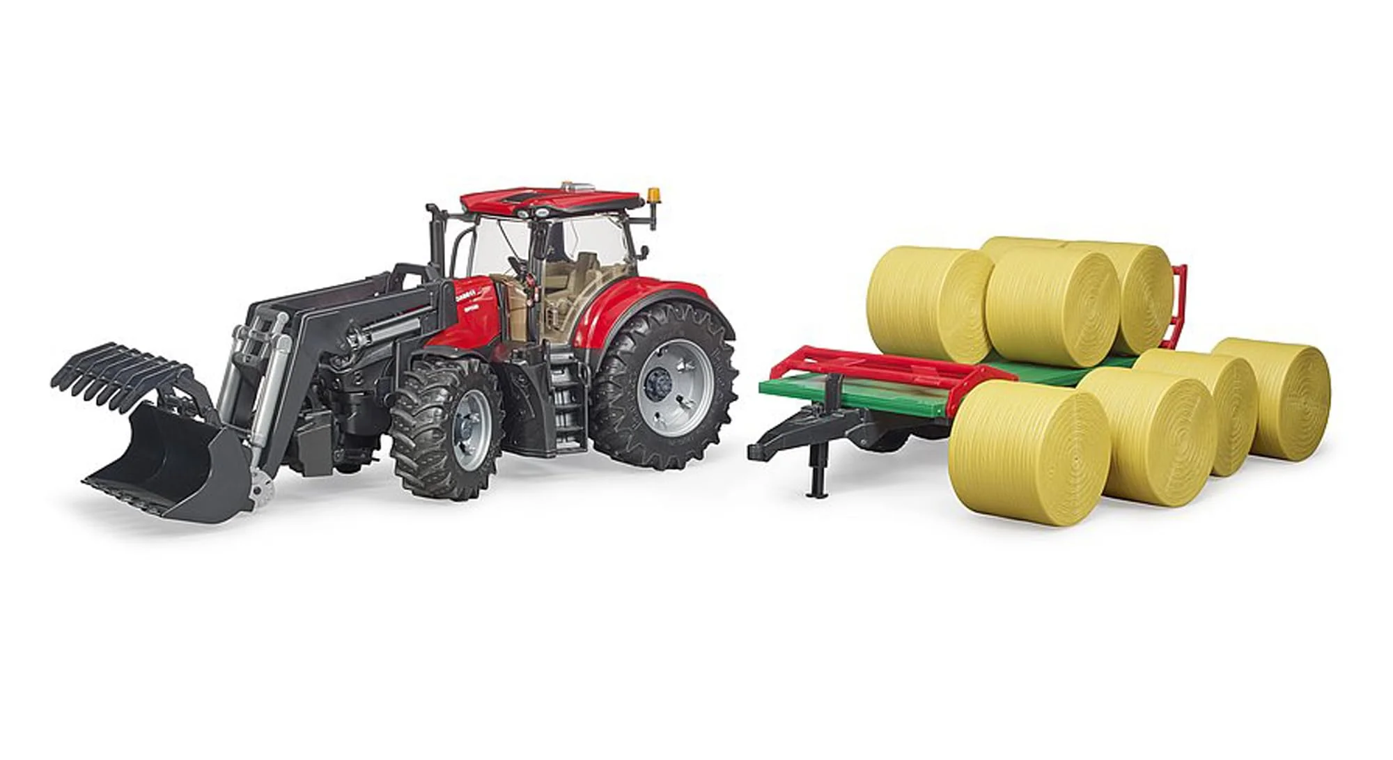 Case IH Optum 300CVX with Front Loader and Bale Trailer - Image 3