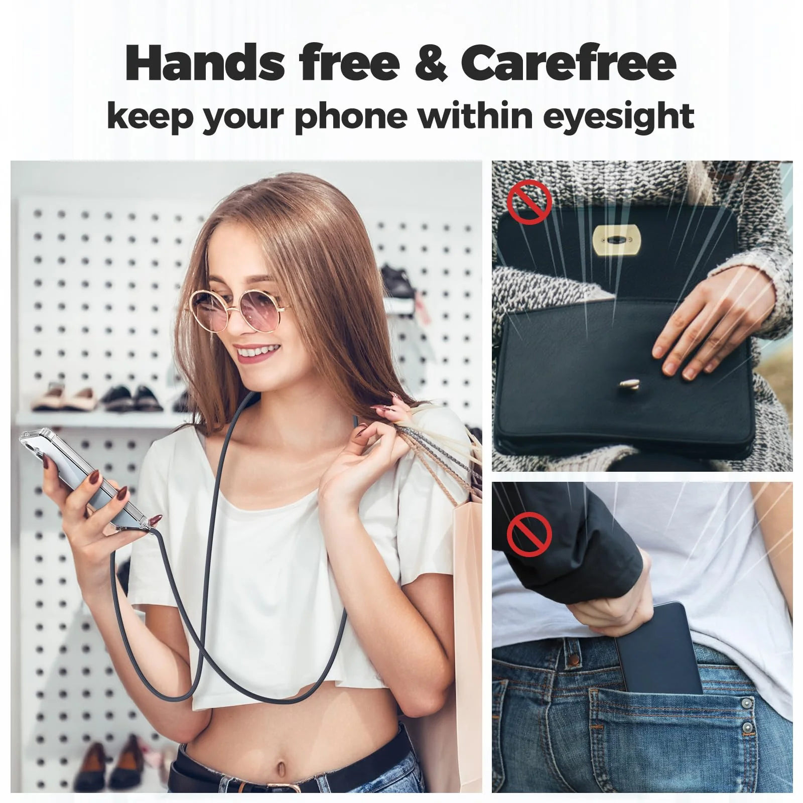 caslord Handykette für Samsung Galaxy S24 FE 5G Hülle mit Band, Handyhülle für zum Umhängen, Necklace Hülle [Stoßfest] [Kameraschutz] [Längenverstellbar] -Dunkelgrau - Image 5