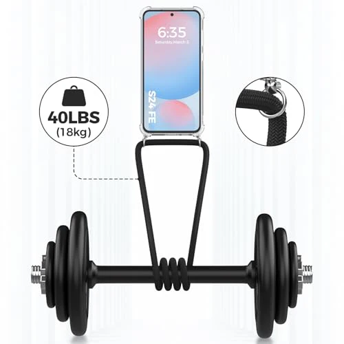 caslord Handykette für Samsung Galaxy S24 FE 5G Hülle mit Band, Handyhülle für zum Umhängen, Necklace Hülle [Stoßfest] [Kameraschutz] [Längenverstellbar] -Schwarz - Image 2