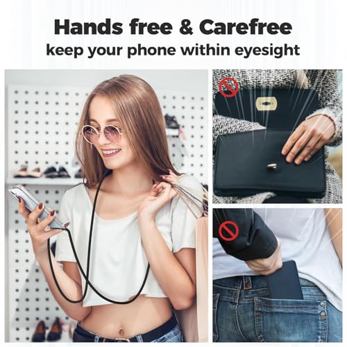 caslord Handykette für Samsung Galaxy S24 FE 5G Hülle mit Band, Handyhülle für zum Umhängen, Necklace Hülle [Stoßfest] [Kameraschutz] [Längenverstellbar] -Schwarz - Image 5