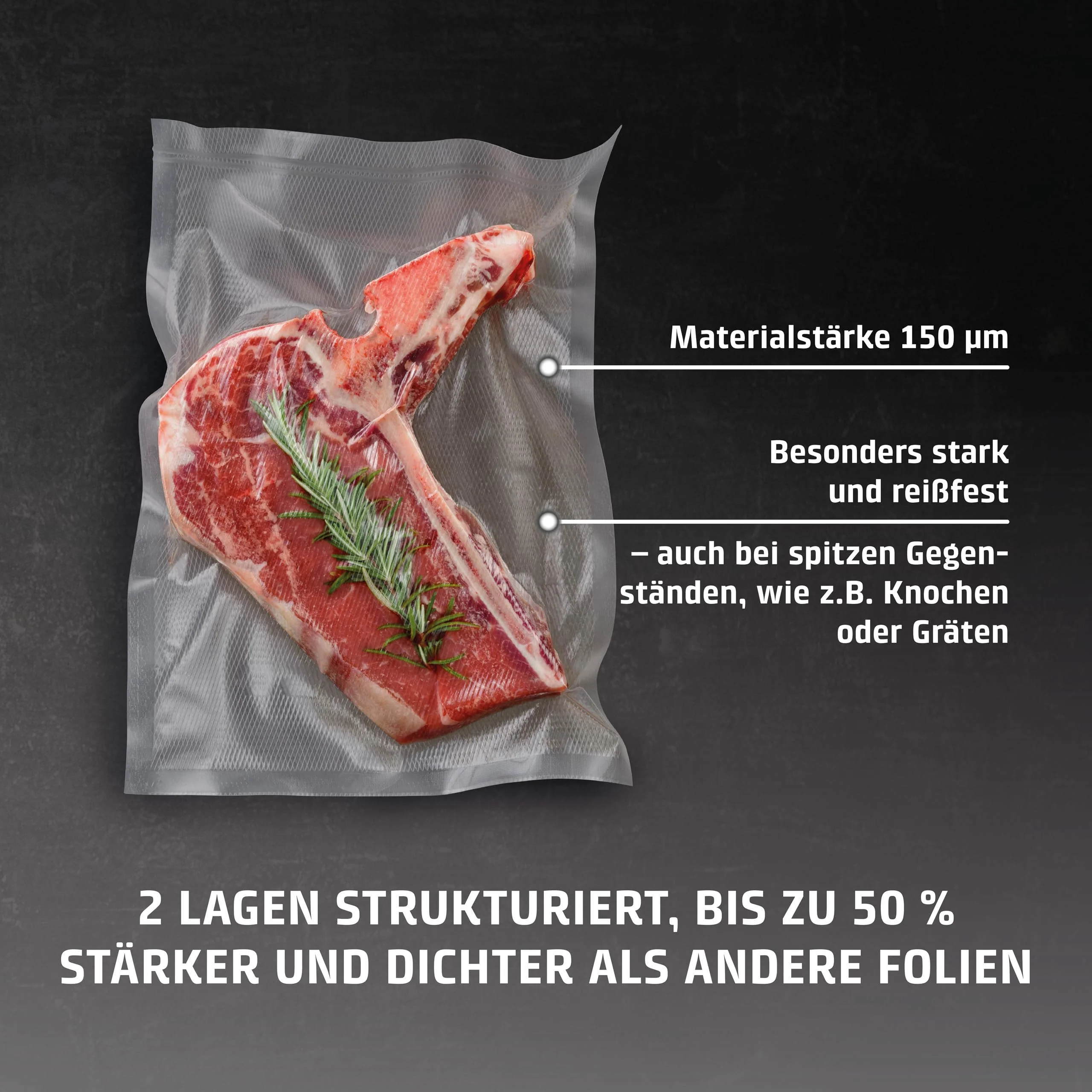 CASO 6 Sterne Profi-Folienbeutel 20x30 cm, 50 Beutel, Vakuumierbeutel für alle Vakuumierer, stark und reißfest ca.150 μm, Vakuumbeutel Lebensmittel Vakuumiergerät, BPA-frei - Image 4