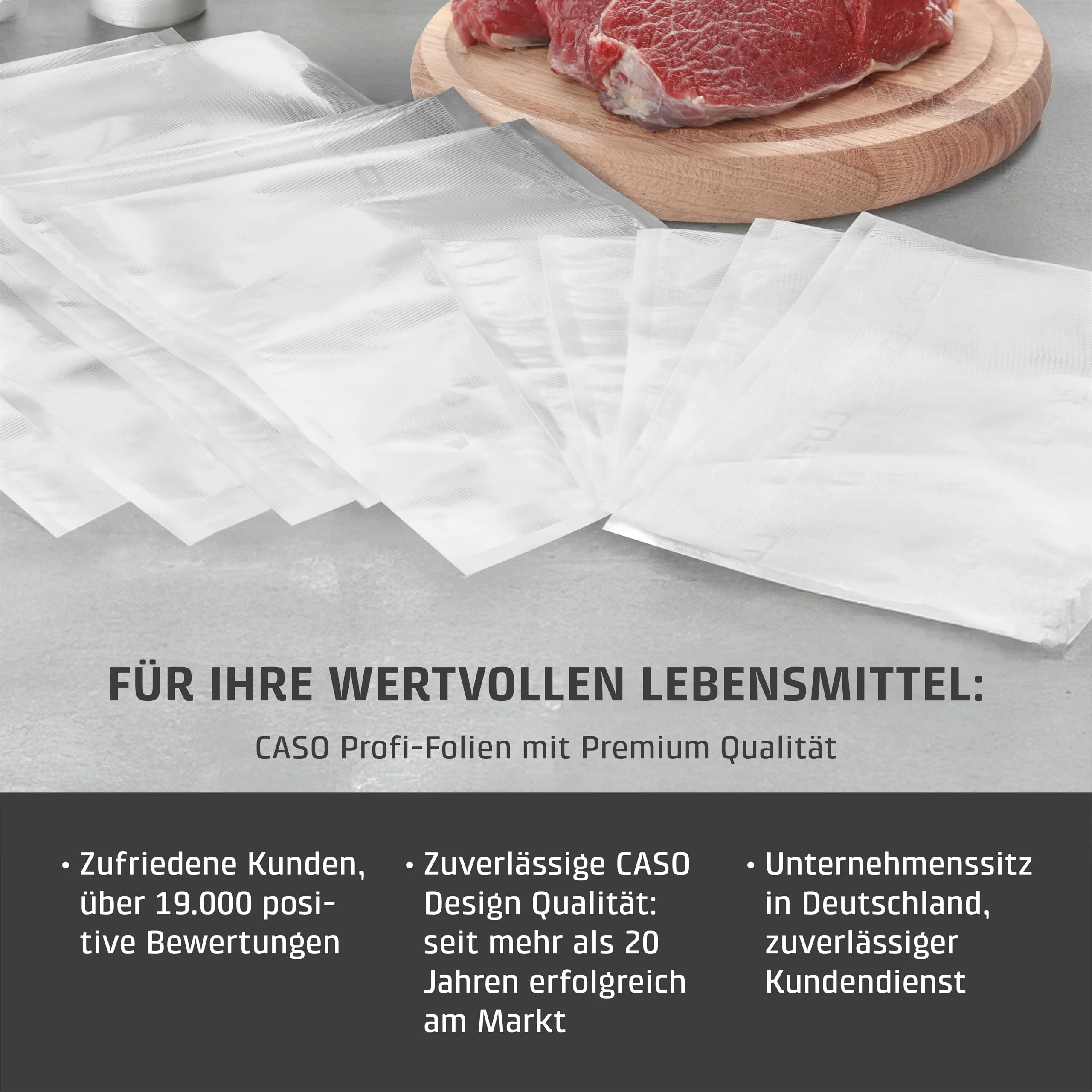 CASO 6 Sterne Profi-Folienbeutel 20x30 cm, 50 Beutel, Vakuumierbeutel für alle Vakuumierer, stark und reißfest ca.150 μm, Vakuumbeutel Lebensmittel Vakuumiergerät, BPA-frei - Image 7
