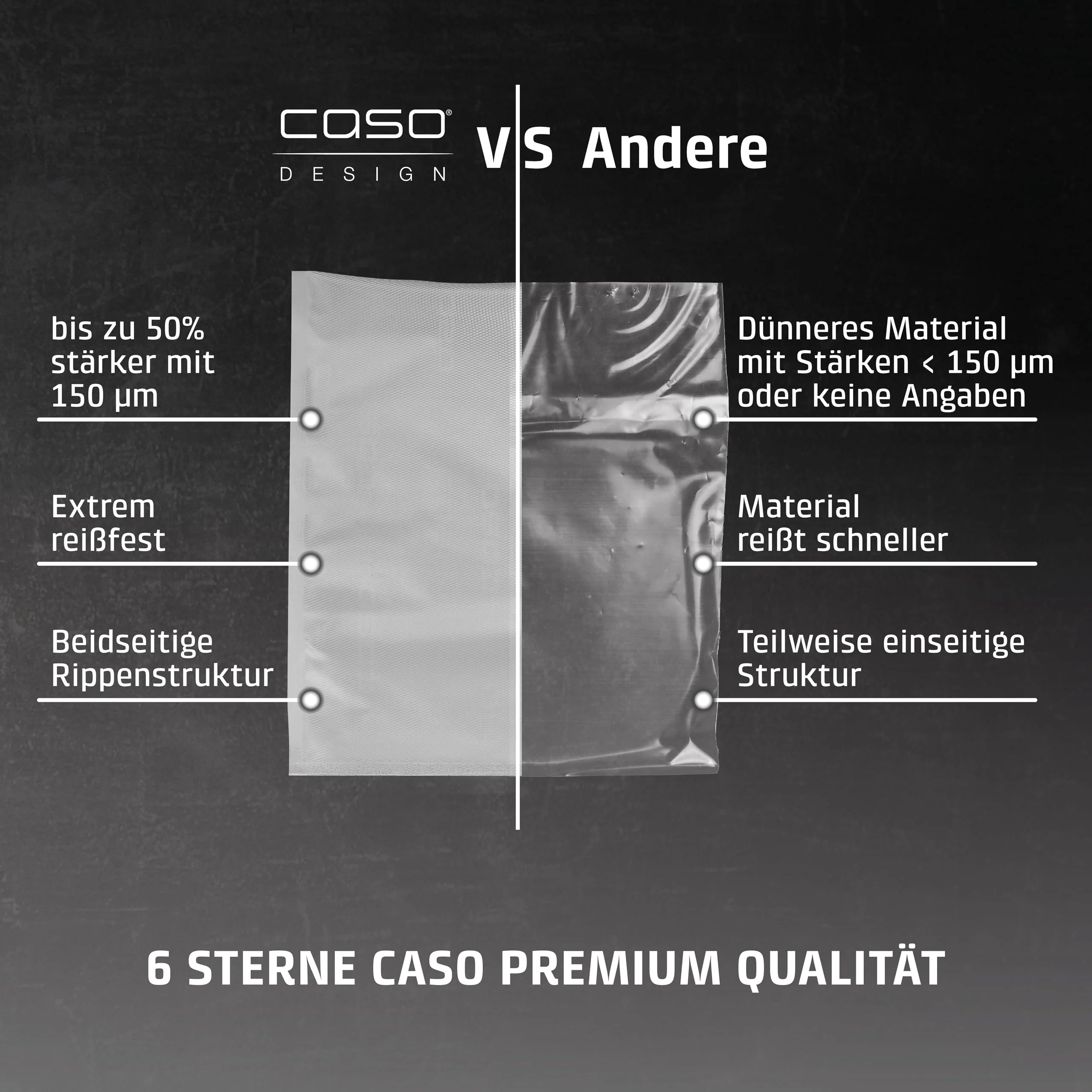 CASO 6 Sterne Profi-Folienbeutel 20x30 cm, 50 Beutel, Vakuumierbeutel für alle Vakuumierer, stark und reißfest ca.150 μm, Vakuumbeutel Lebensmittel Vakuumiergerät, BPA-frei - Image 8