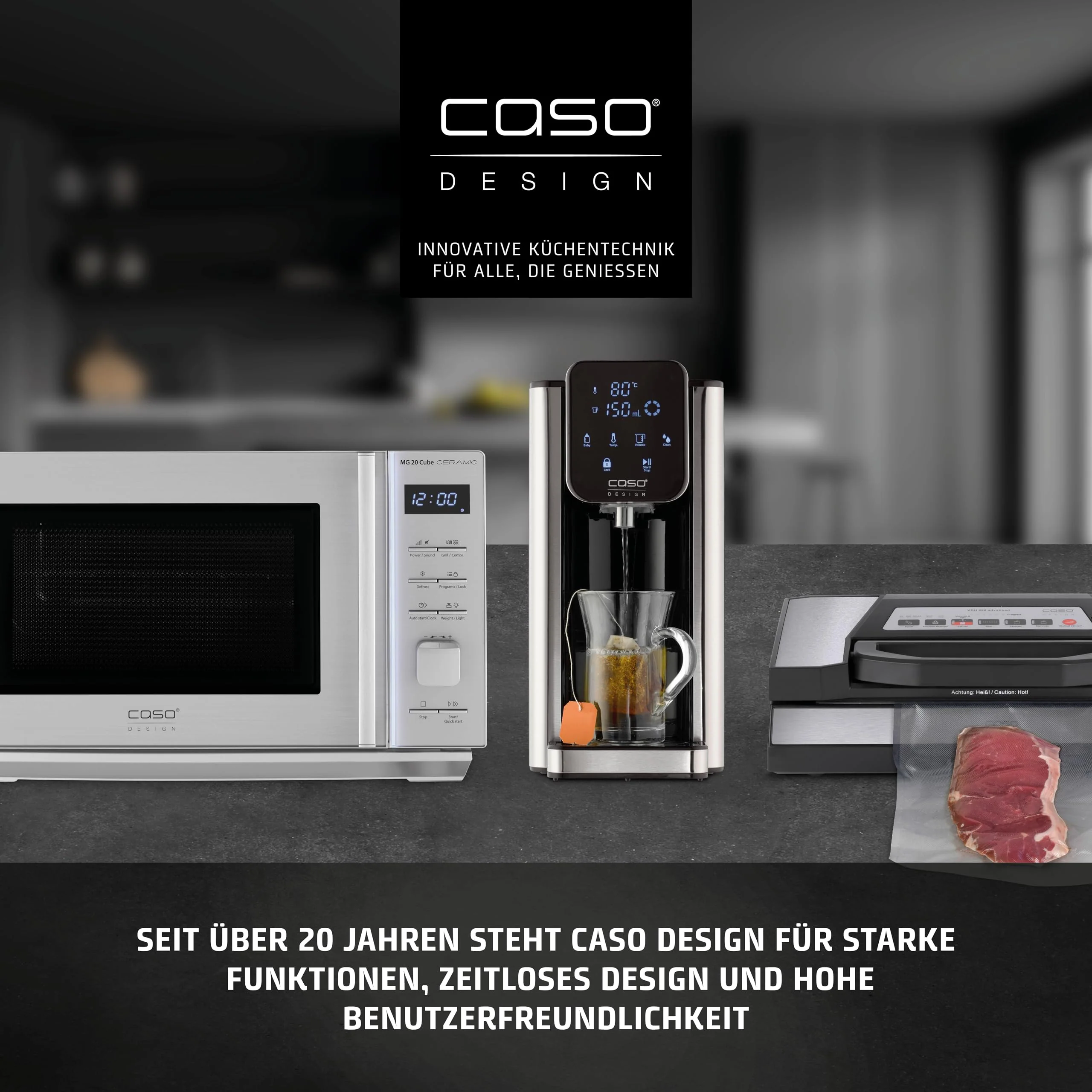 CASO MG 25 Ecostyle Ceramic - Testsieger Haus & Garten Test, Mikrowelle mit Grill, größere Nutzfläche dank CASOTEK Boden, 25 Liter, Garen auf zwei Ebenen, Silber, Edelstahl - Image 2