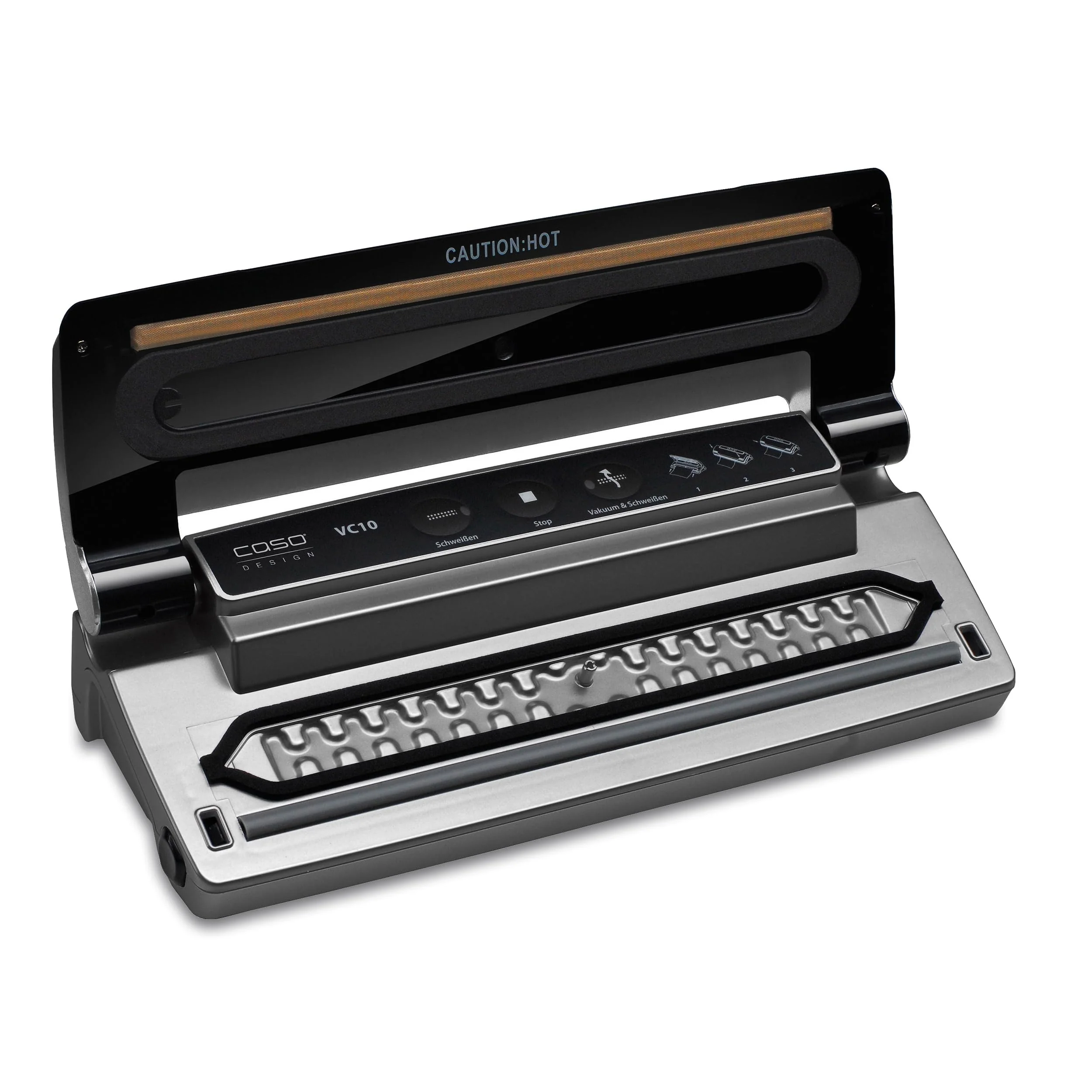 Caso VC 10 Plus Edition - inkl. großem Zubehör Set, 30 cm Schweißnaht, variable Vakuumstärke, Vakuumpumpe 9 L/min, grau, silber, 1er Pack & Amazon Basics Vakuumierbeutel 22cm x 30 cm, 50 Stück - Image 6