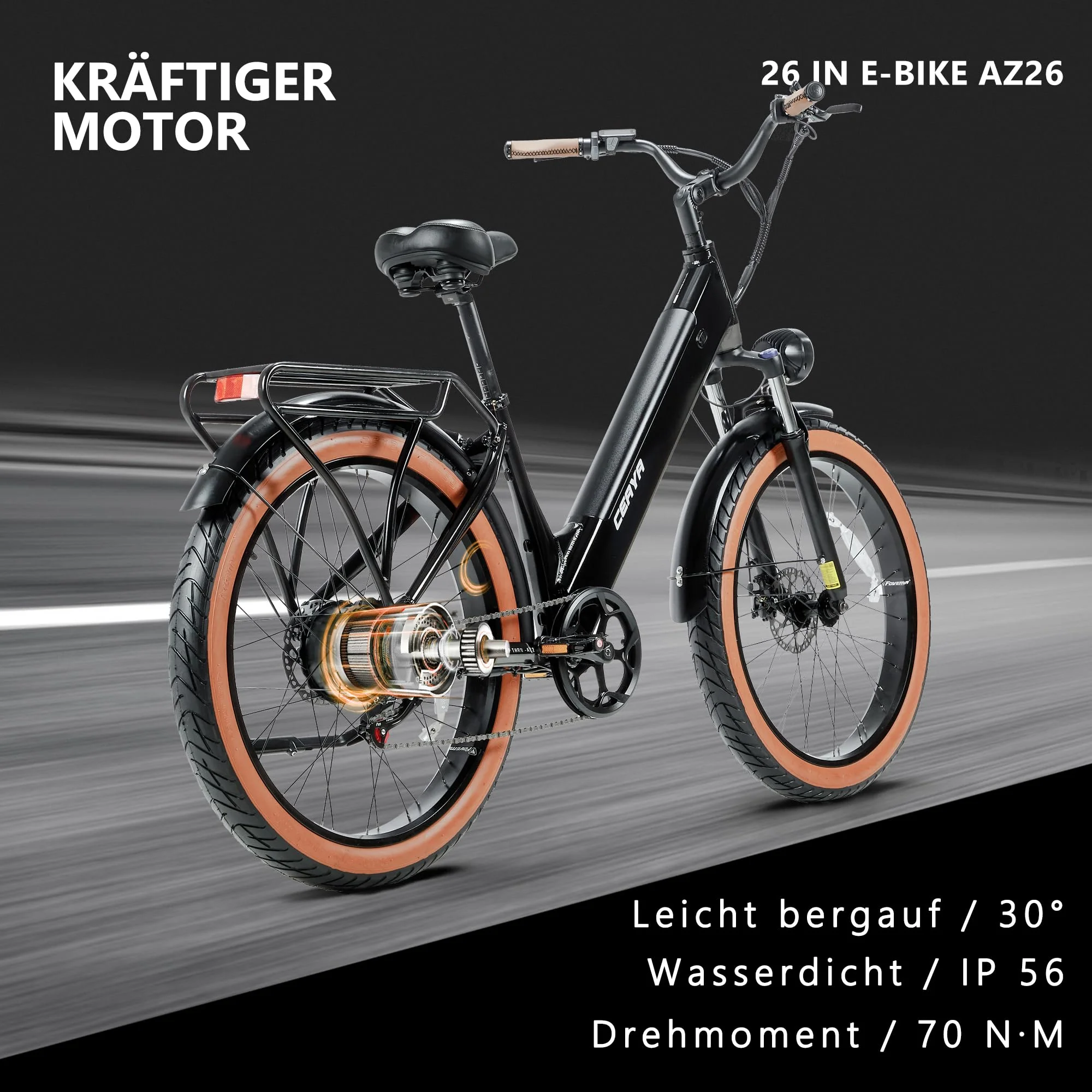 CEAYA Elektrofahrrad Aluminium 26 Zoll E Bike Herren Damen Pedelec 25km/h Fat Tire Ebike mit 48V20AH Akku,Gabelfederung,7-Gang Schaltung,Scheibenbremse,Reichweite bis 45-80KM - Image 2