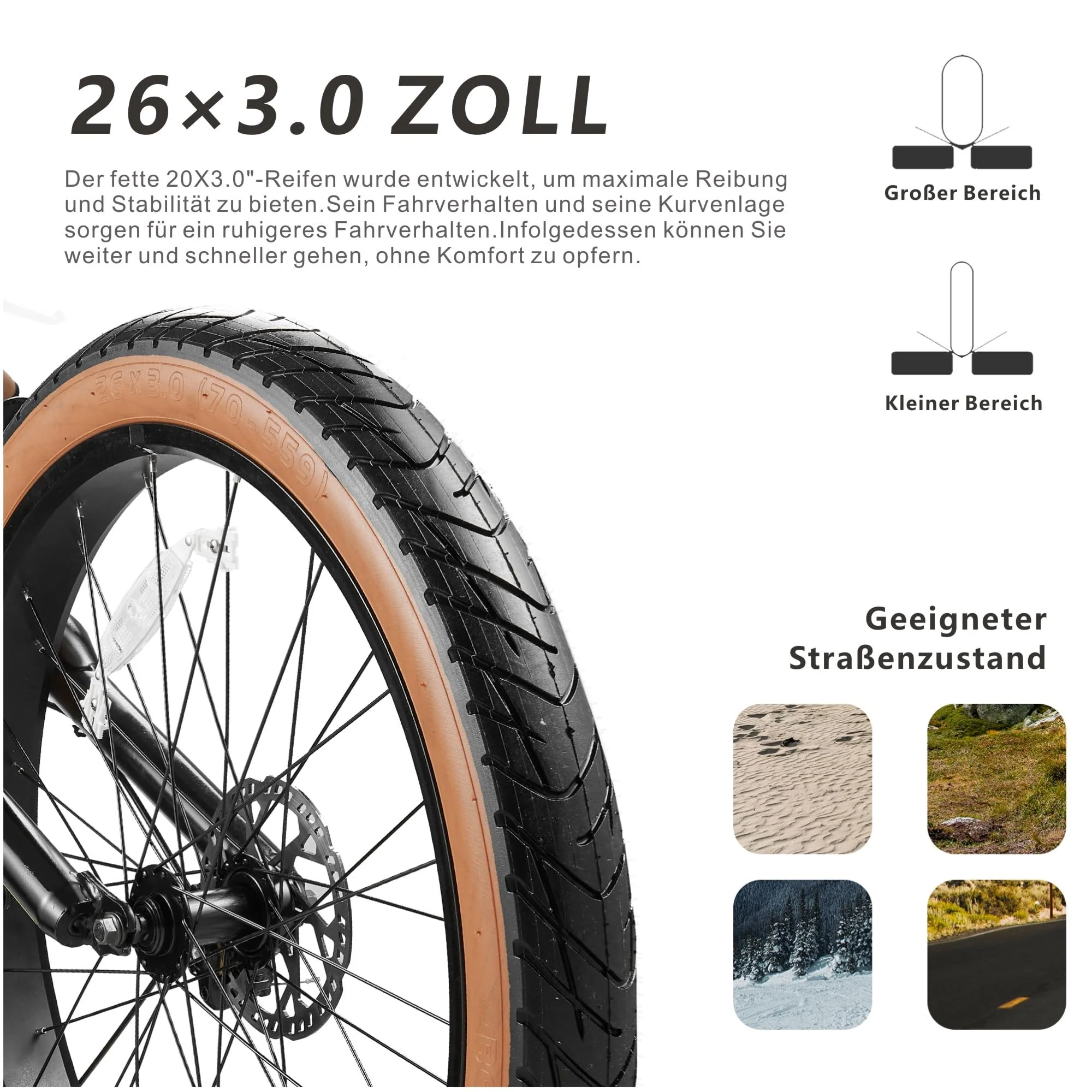 CEAYA Elektrofahrrad Aluminium 26 Zoll E Bike Herren Damen Pedelec 25km/h Fat Tire Ebike mit 48V20AH Akku,Gabelfederung,7-Gang Schaltung,Scheibenbremse,Reichweite bis 45-80KM - Image 6