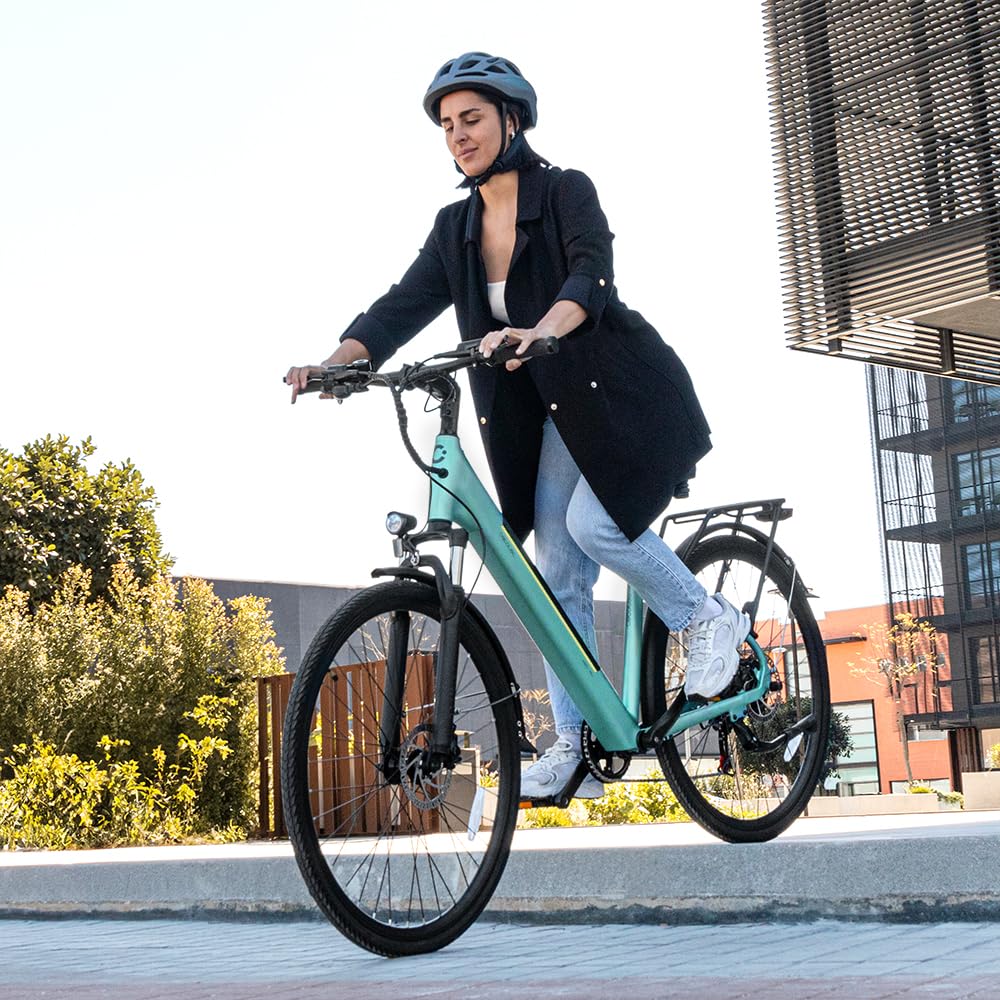 Cecotec Elektro-Stadtfahrrad Urban, 250W, 28-Zoll-Räder, 90 km Reichweite, 460 Wh Batterie, Vorderradfederung, 7-Gang-Shimano-Schaltung und Doppel-Hydraulikbremsscheiben - Image 4